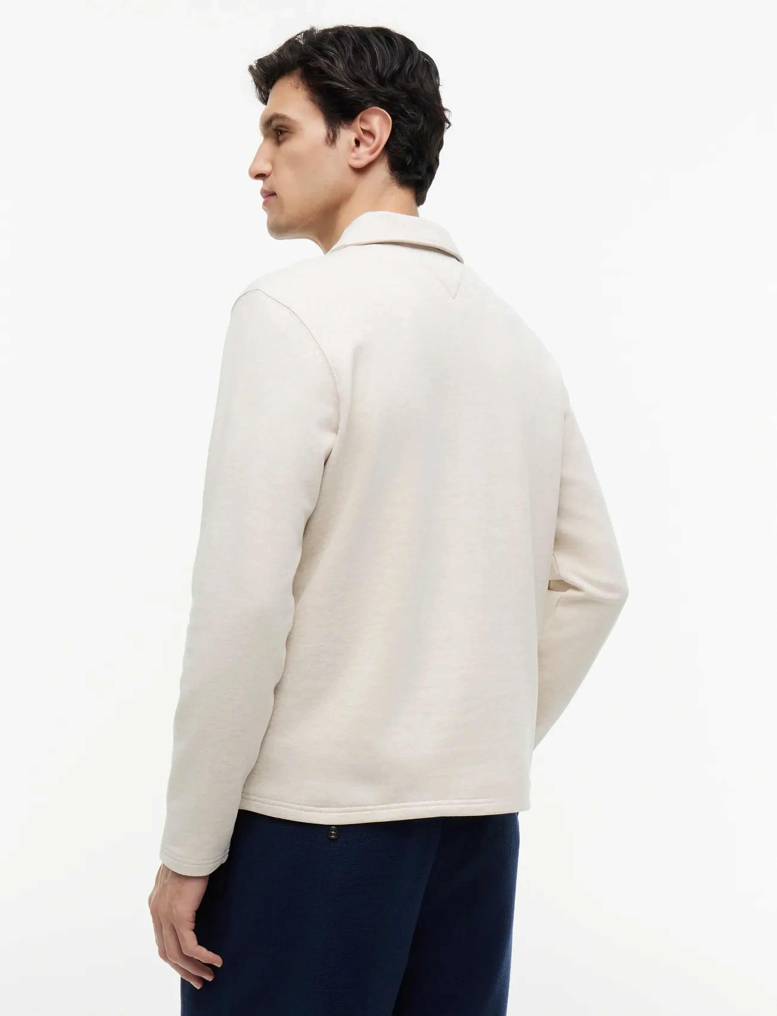 Tommy Hilfiger - ESSENTIAL TERRY POCKET 1/4 ZIP - pikkade varrukatega kootud polosärgid - heathered oatmilk - 2