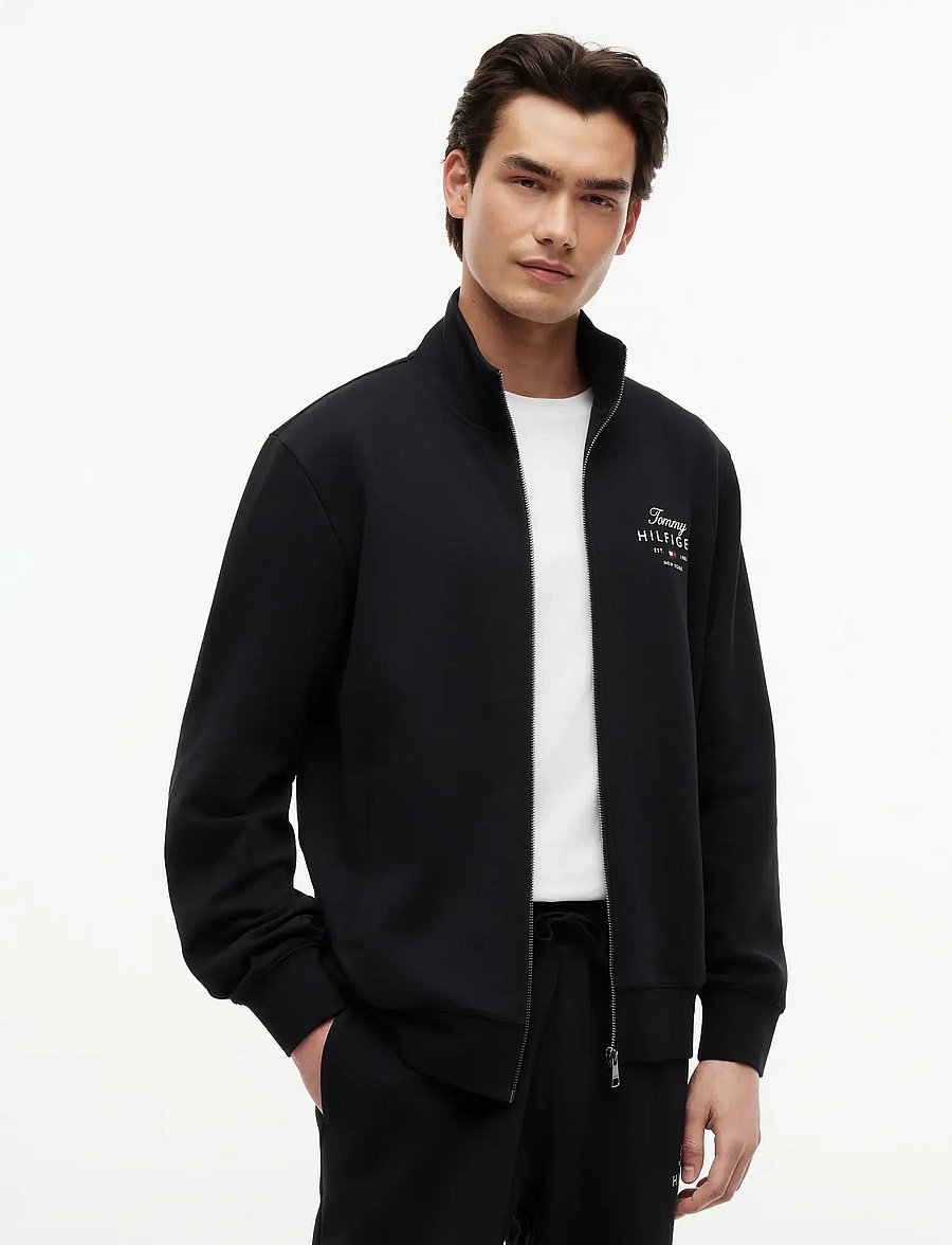 Tommy Hilfiger - SCRIPT STACK FZ STAND COLLAR - sweatshirts - black - 0
