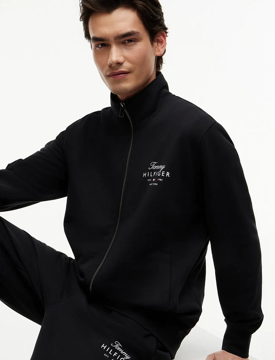 Tommy Hilfiger - SCRIPT STACK FZ STAND COLLAR - sweatshirts - black - 3