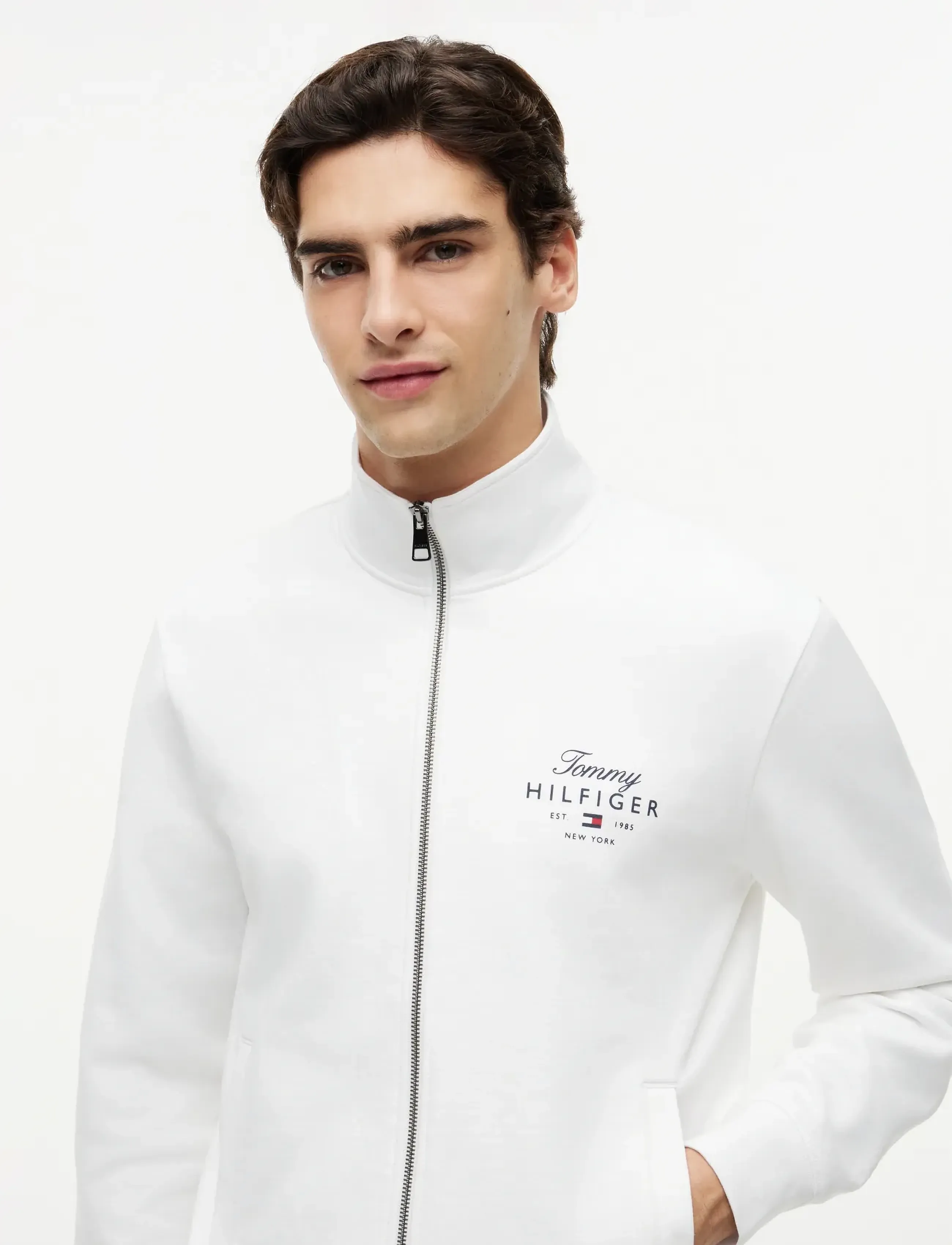 Tommy Hilfiger - SCRIPT STACK FZ STAND COLLAR - shop by occasion - white - 3