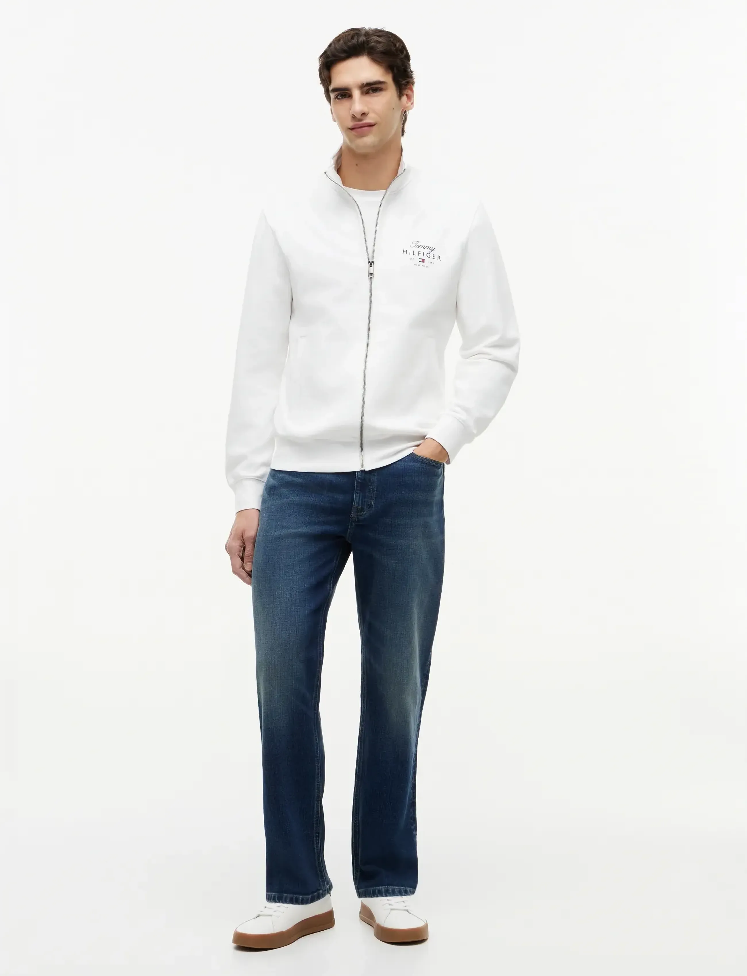 Tommy Hilfiger - SCRIPT STACK FZ STAND COLLAR - premium stiilid - white - 4
