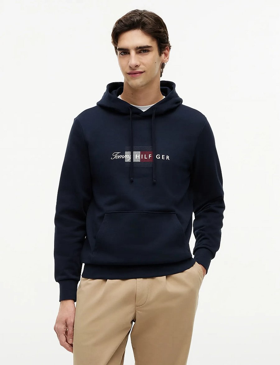 Tommy Hilfiger - SCRIPT FLAG HOODIE - hupparit - desert sky - 0