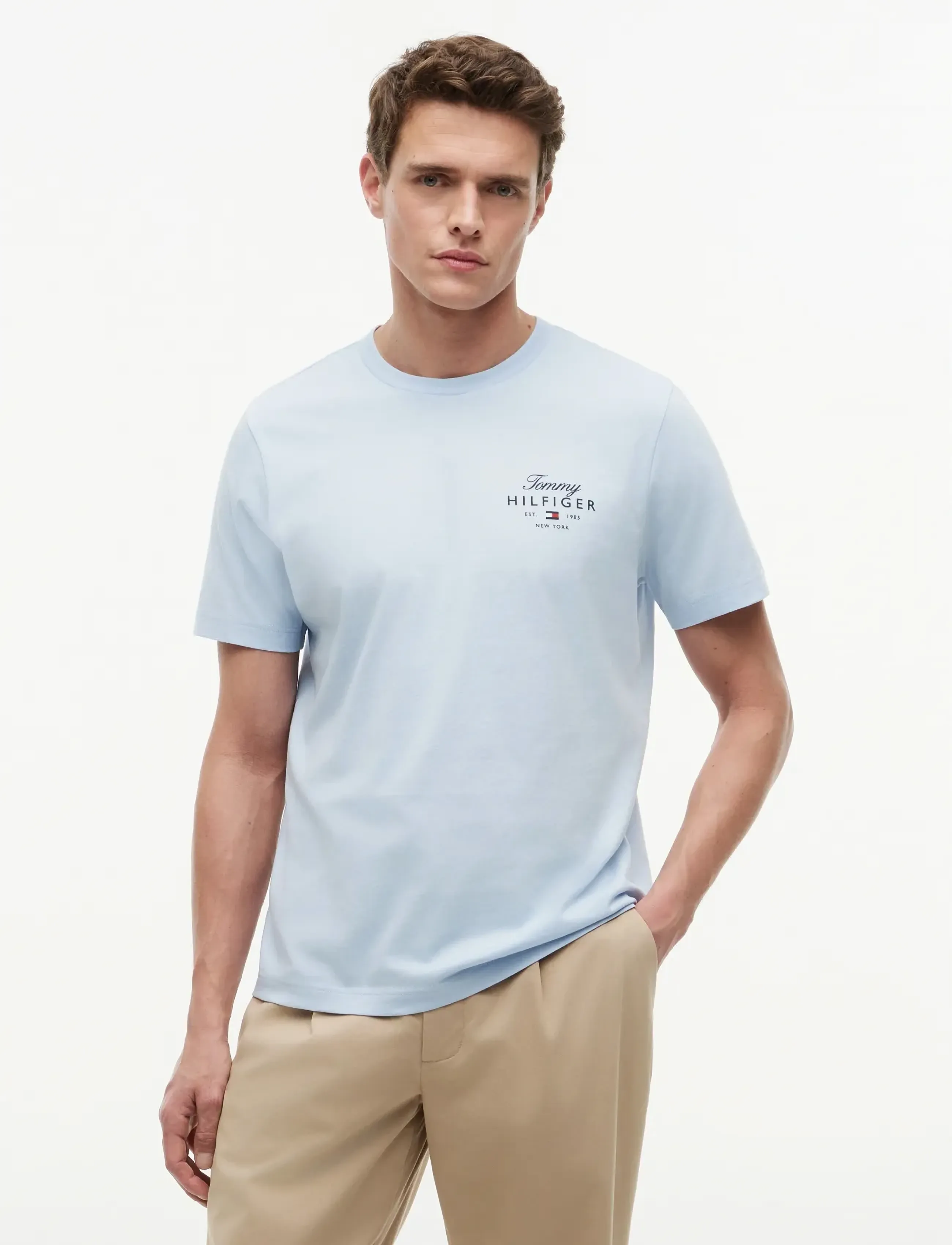 Tommy Hilfiger SCRIPT STACK REGULAR TEE - Tommy Hilfiger - BREEZY BLUE / blue