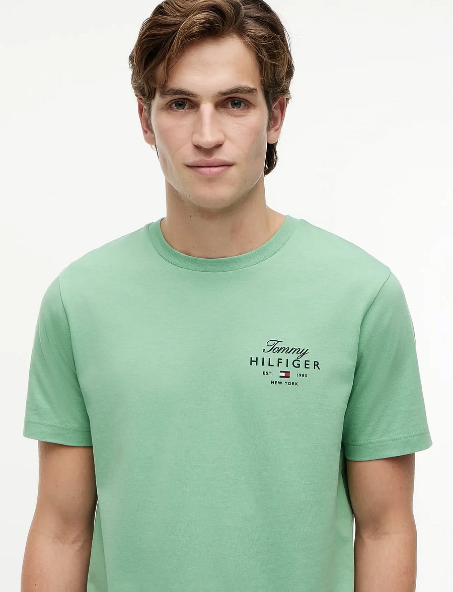 Tommy Hilfiger - SCRIPT STACK REGULAR TEE - kortærmede t-shirts - cut grass - 3