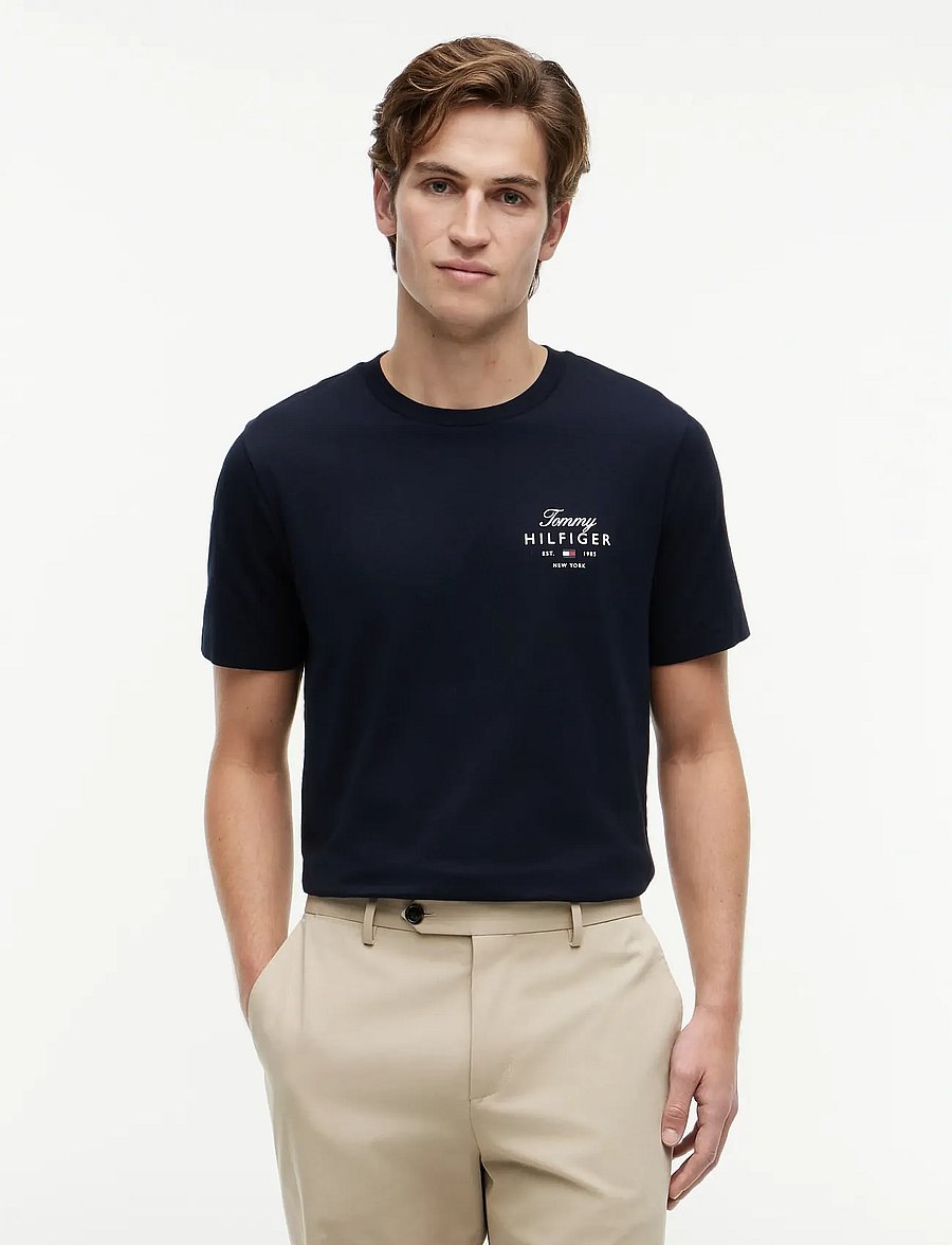 Tommy Hilfiger - SCRIPT STACK REGULAR TEE - kurzärmelige t-shirts - desert sky - 0