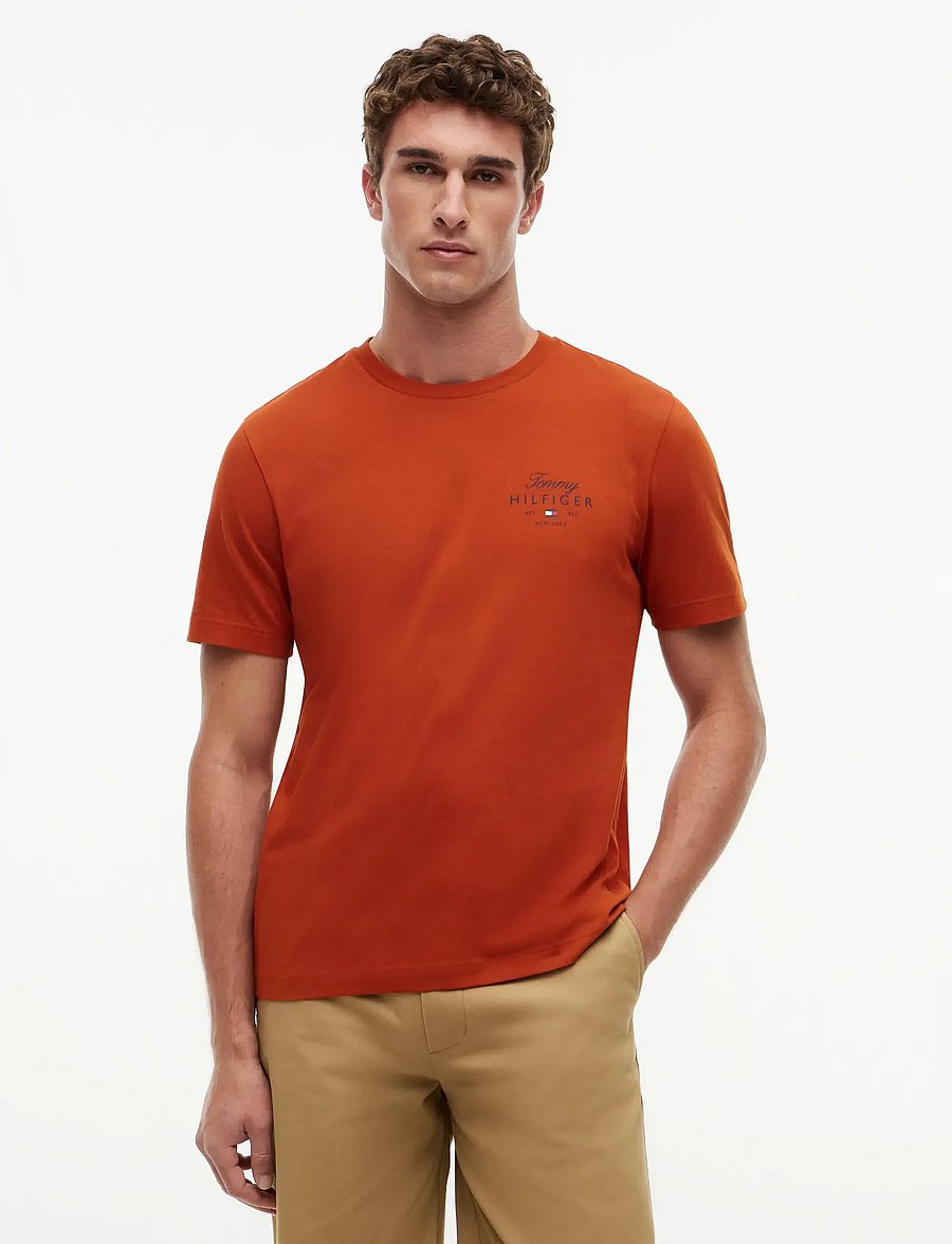 Tommy Hilfiger - SCRIPT STACK REGULAR TEE - t-shirts à manches courtes - rusty ochre - 0