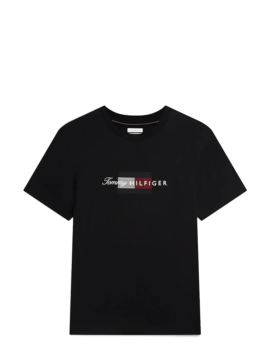 Tommy Hilfiger - SCRIPT FLAG REGULAR TEE - short-sleeved t-shirts - black - 1