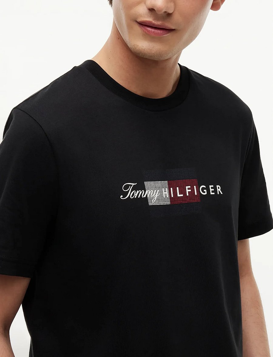 Tommy Hilfiger - SCRIPT FLAG REGULAR TEE - short-sleeved t-shirts - black - 3