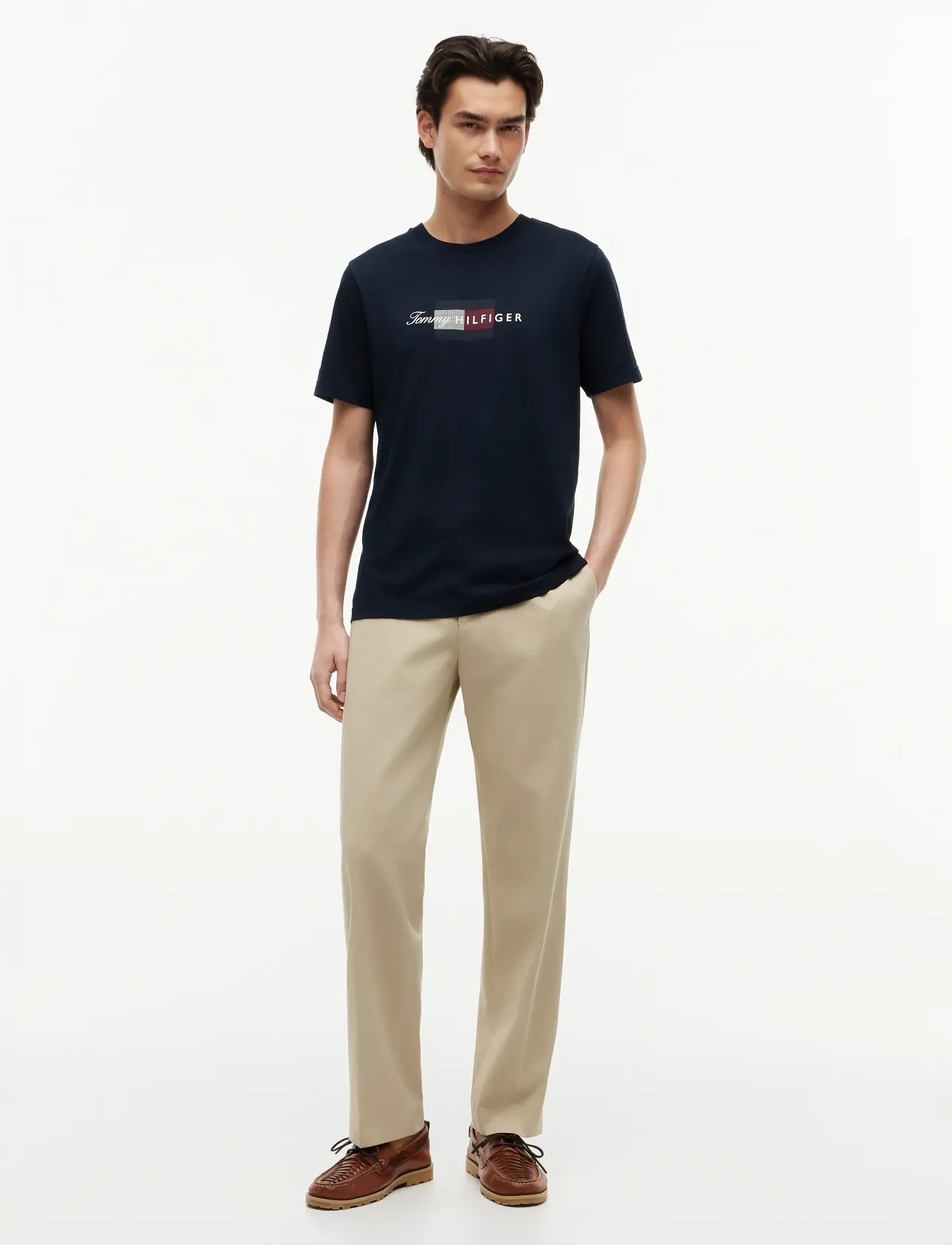 Tommy Hilfiger - SCRIPT FLAG REGULAR TEE - kortärmade t-shirts - desert sky - 4