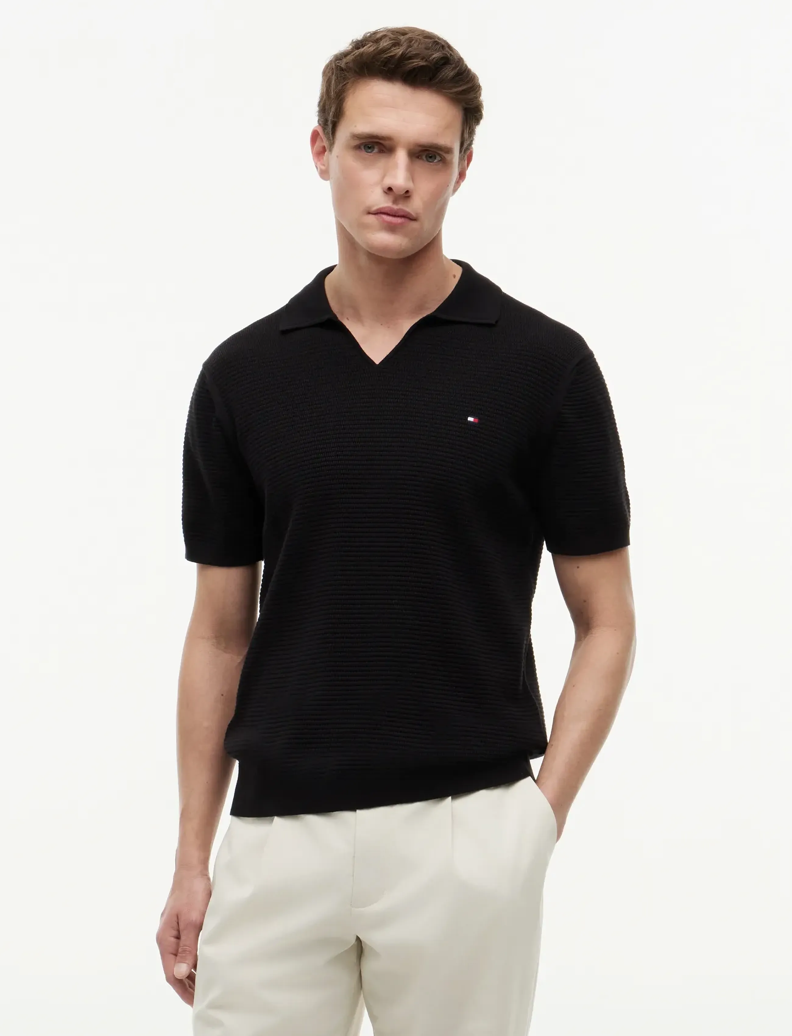 Tommy Hilfiger Seasonal Structure Ss Jonny Polo, S, Polos, Schwarz - Short-sleeved, Männerswear