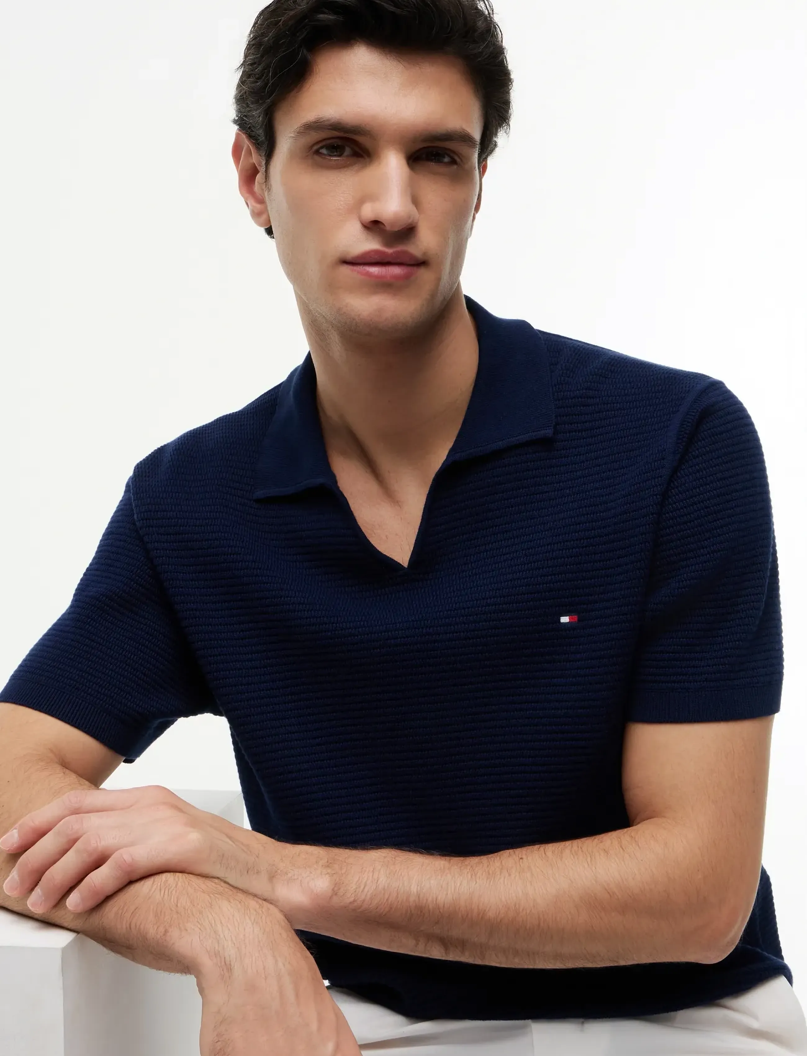 Tommy Hilfiger - SEASONAL STRUCTURE SS JONNY POLO - kortærmede poloer - carbon navy - 3