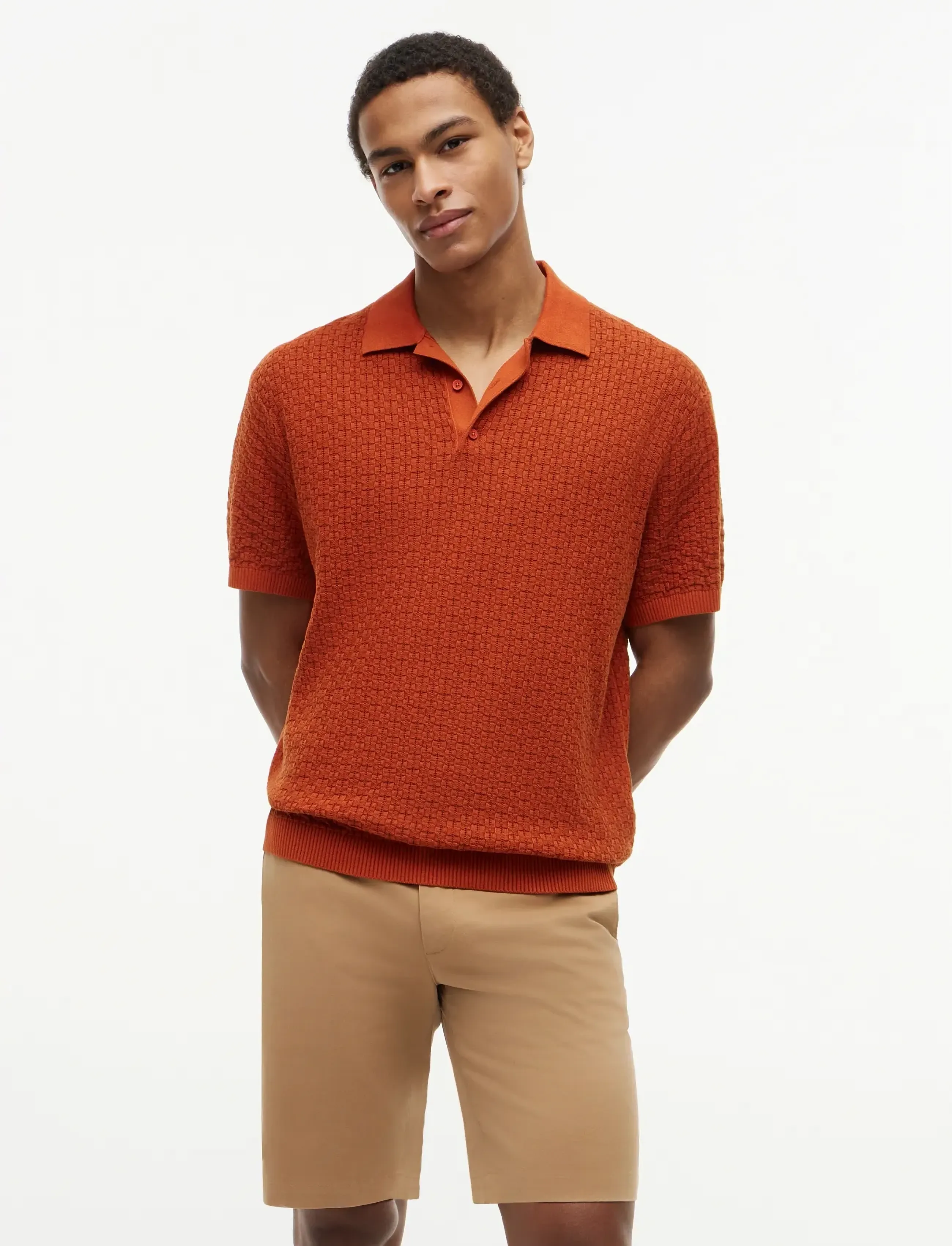 Tommy Hilfiger Gmd Structure Ss Polo, XXL, Polos, Orange - Short-sleeved, Männerswear