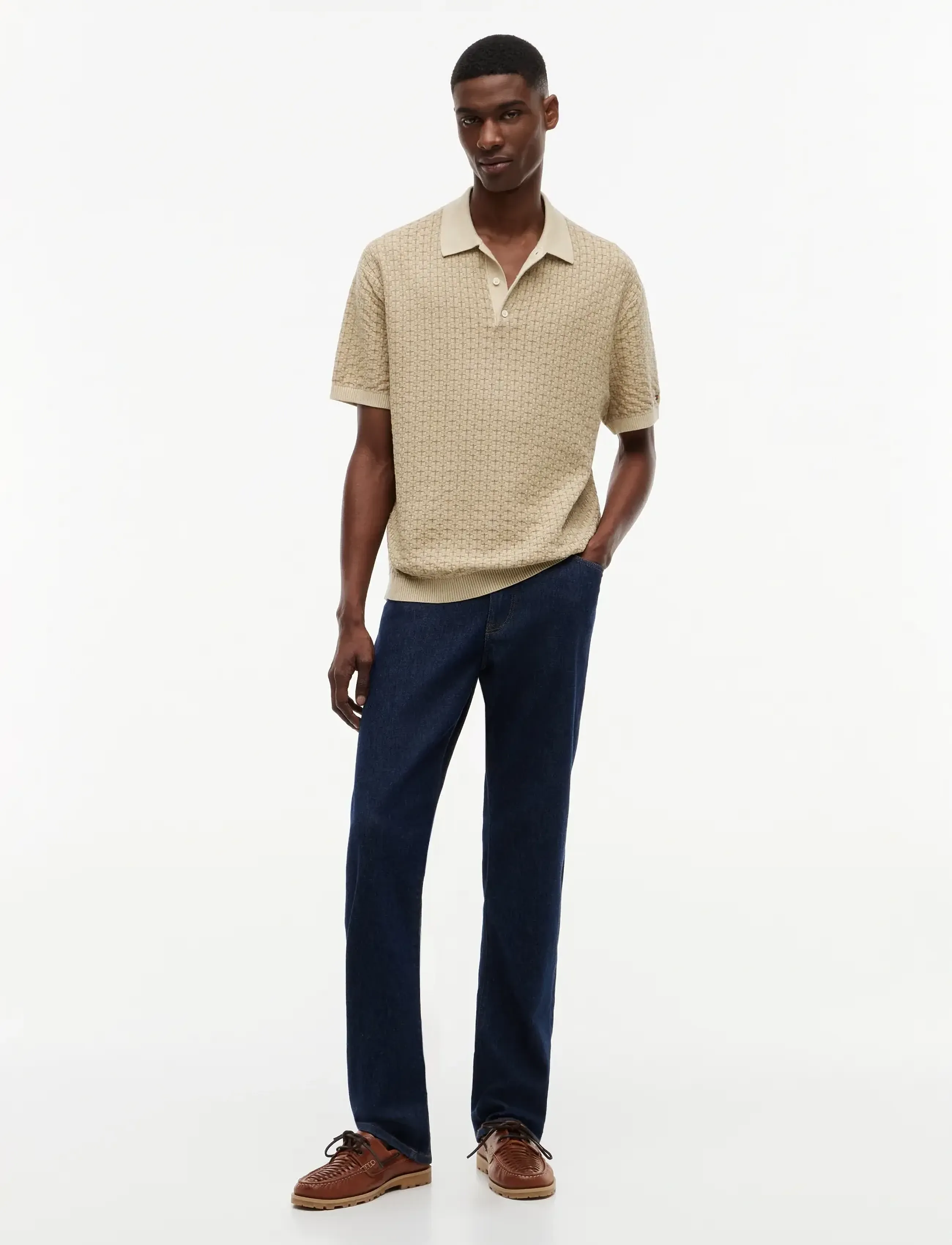 Tommy Hilfiger - GMD STRUCTURE SS POLO - langärmlige strick-polohemden - sandalwood - 4