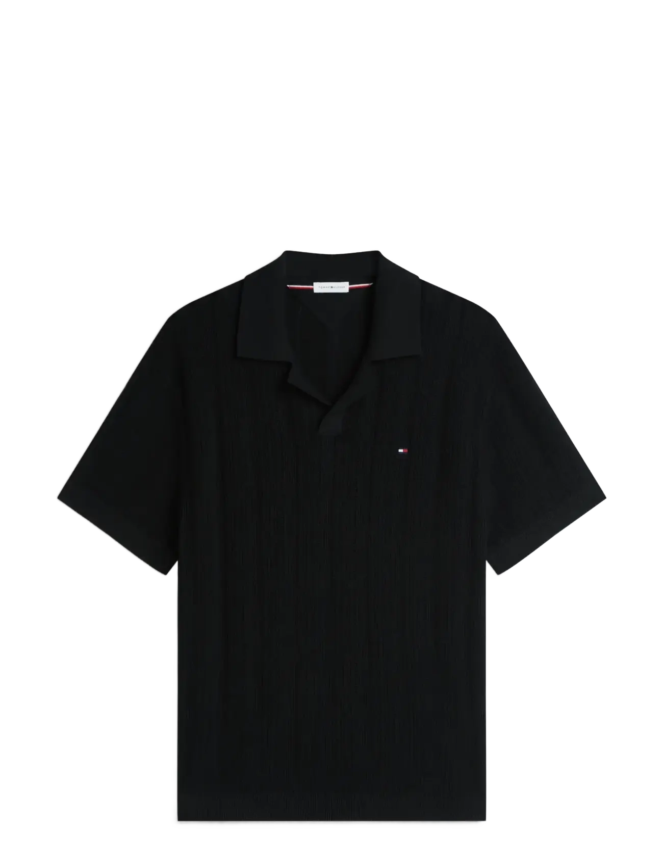 Tommy Hilfiger POINTELLE STRUCTURE RESORT POLO - V-ringat - BLACK HEATHER / black