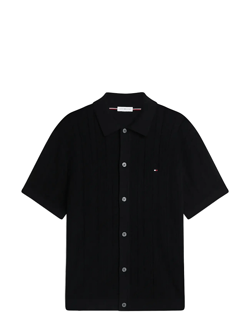 Tommy Hilfiger - POINTELLE STRUCTURE SS SHIRT - kootud polosärgid - black heather - 1