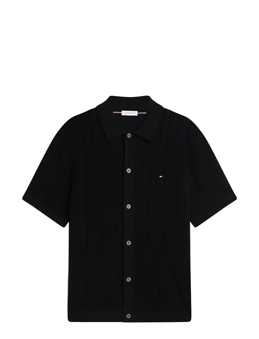 Tommy Hilfiger - POINTELLE STRUCTURE SS SHIRT - stickade pikéer - black heather - 1