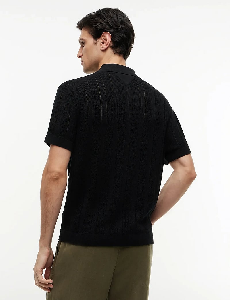 Tommy Hilfiger - POINTELLE STRUCTURE SS SHIRT - kootud polosärgid - black heather - 2