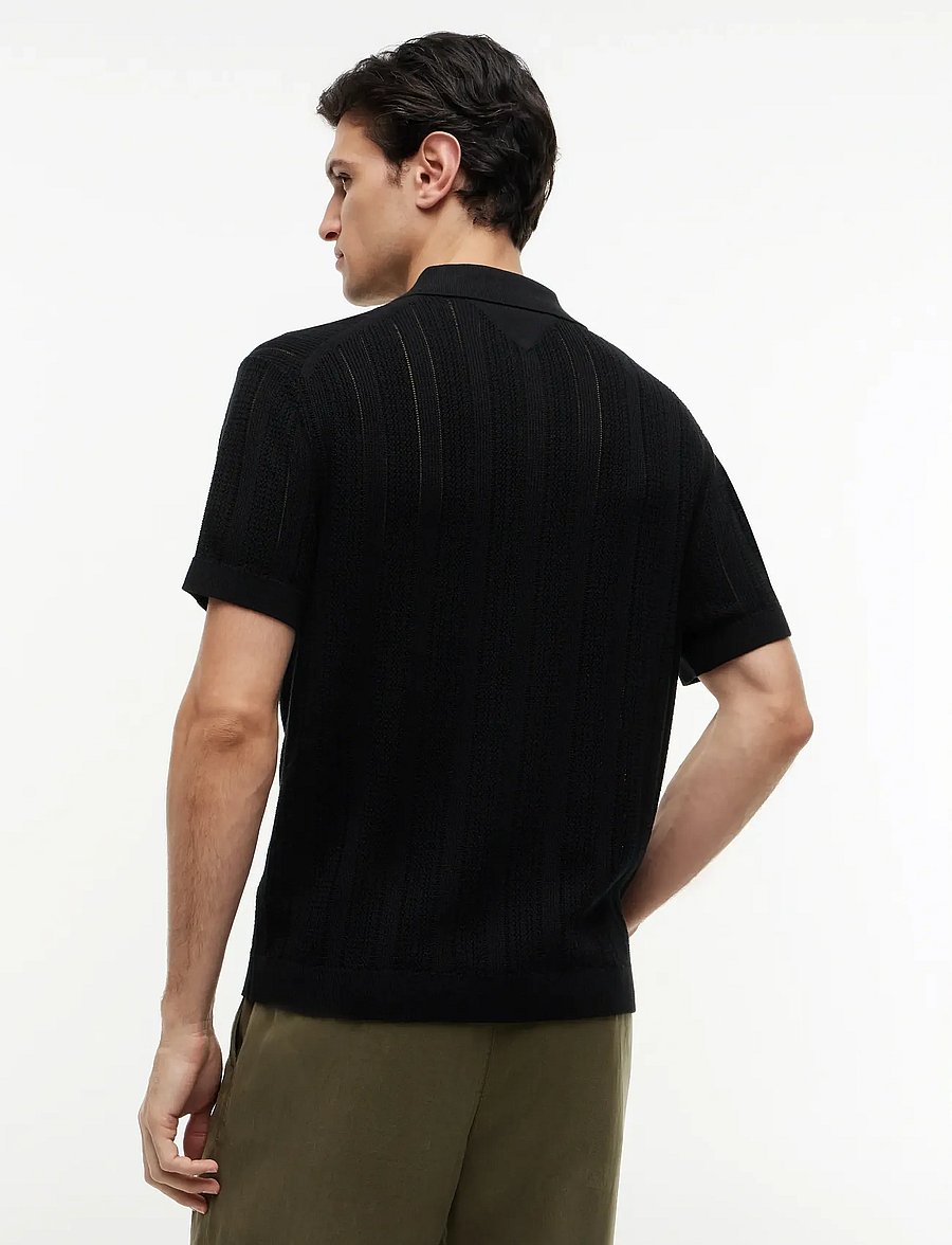Tommy Hilfiger - POINTELLE STRUCTURE SS SHIRT - stickade pikéer - black heather - 2