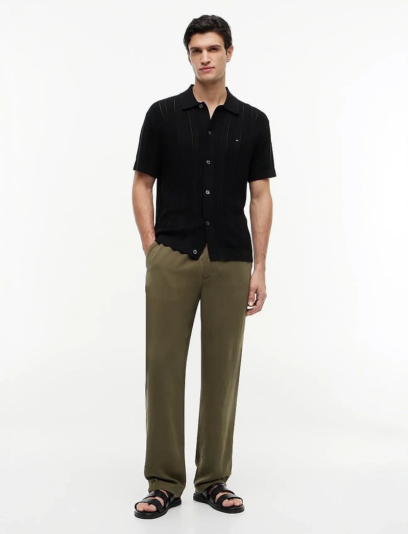 Tommy Hilfiger - POINTELLE STRUCTURE SS SHIRT - kootud polosärgid - black heather - 4