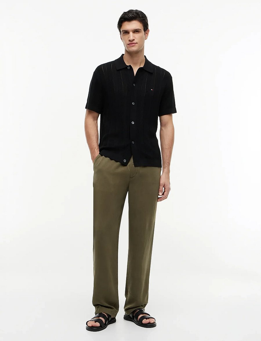 Tommy Hilfiger - POINTELLE STRUCTURE SS SHIRT - stickade pikéer - black heather - 4