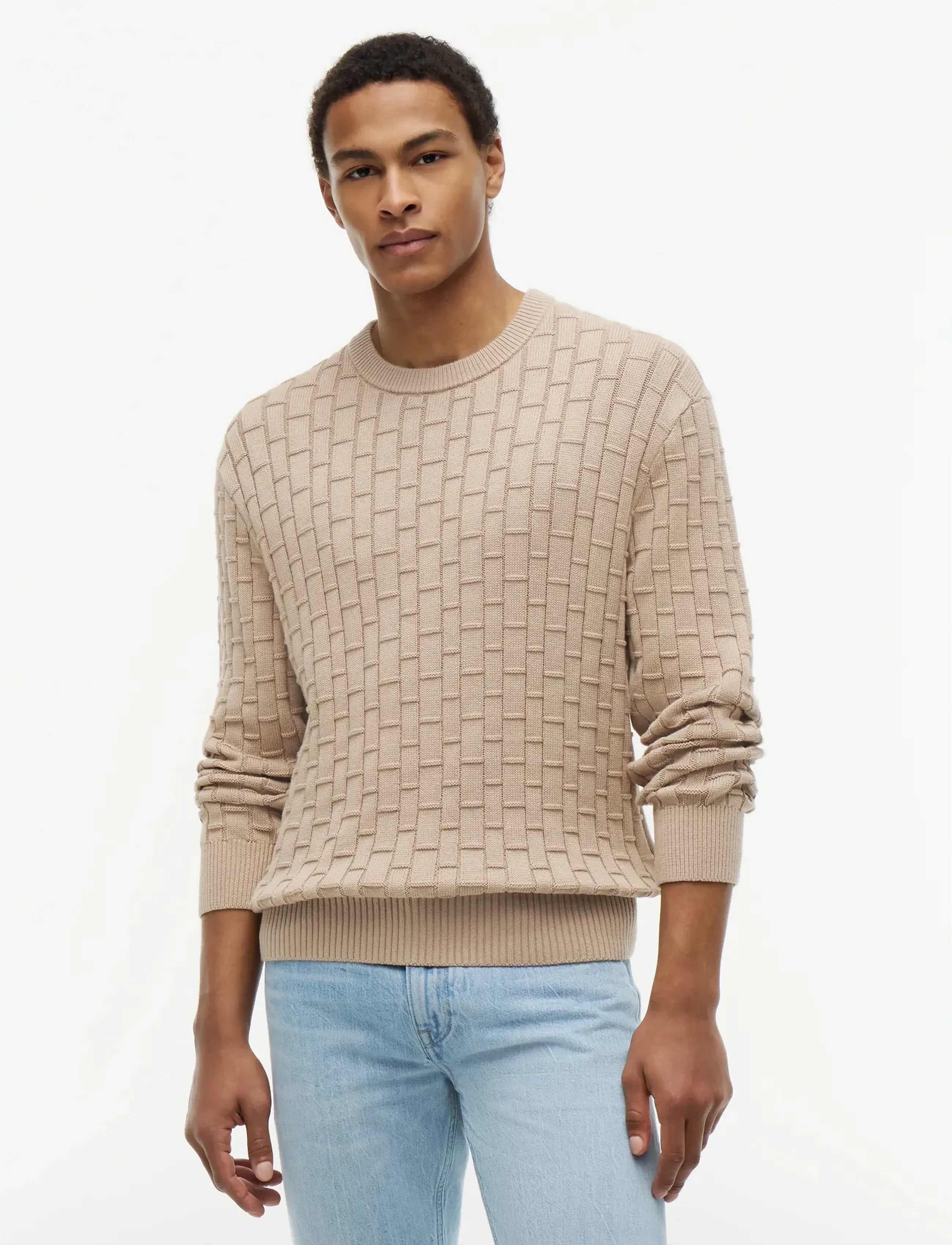 Tommy Hilfiger MOCK CABLE CREW NECK - Tommy Hilfiger - BATIQUE KHAKI / beige
