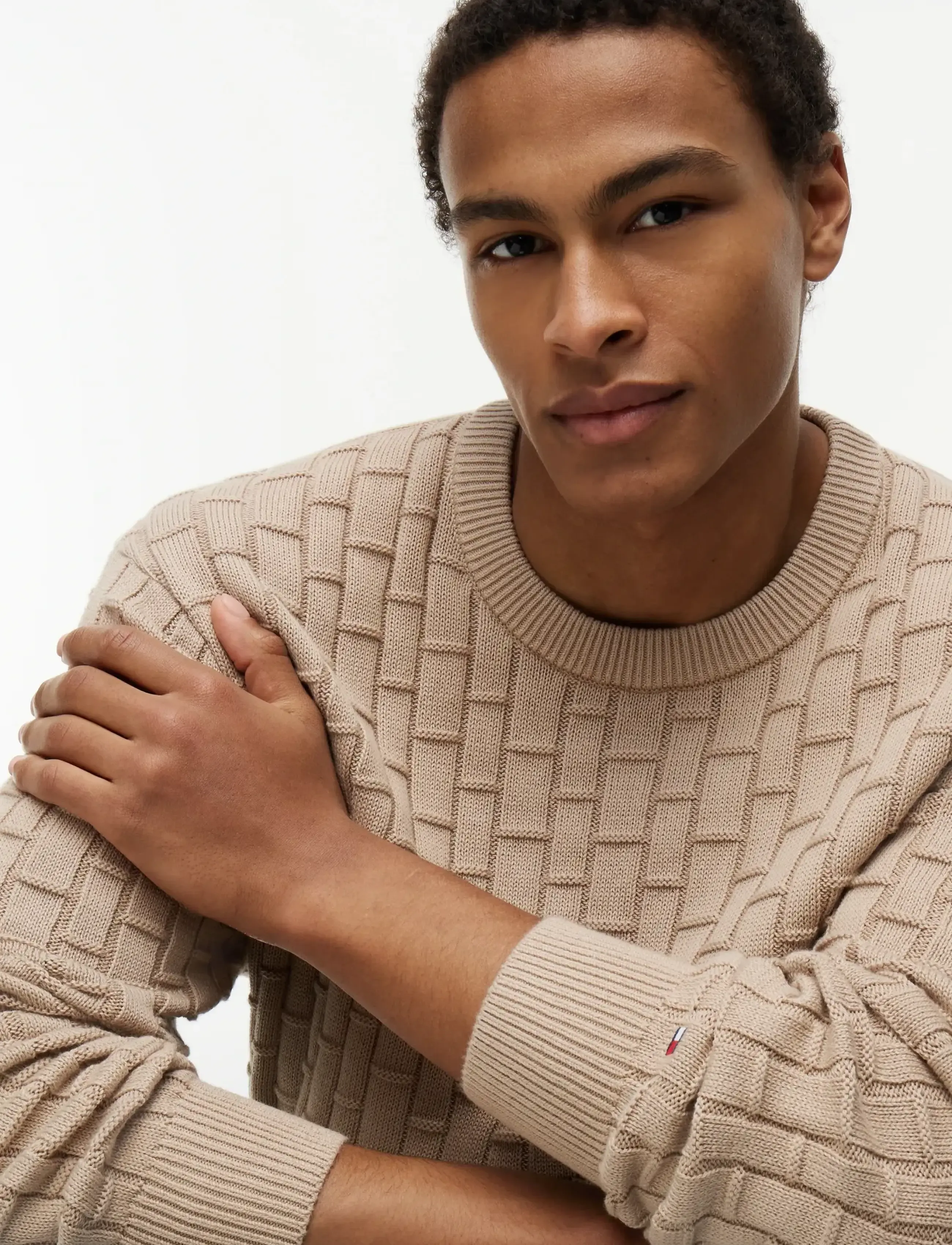 Tommy Hilfiger - MOCK CABLE CREW NECK - Ümmarguse kaelusega kudumid - batique khaki - 3