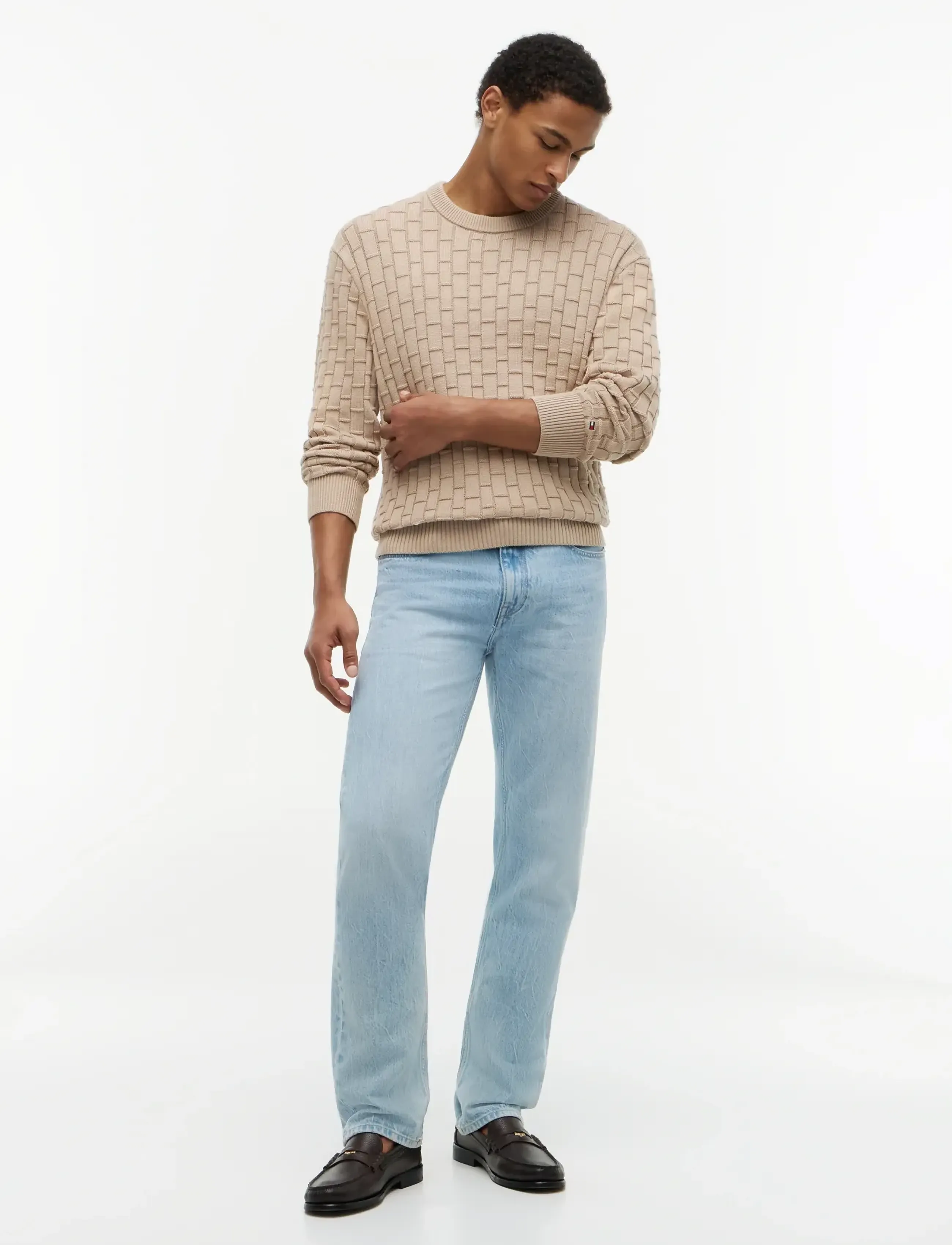 Tommy Hilfiger - MOCK CABLE CREW NECK - Ümmarguse kaelusega kudumid - batique khaki - 4