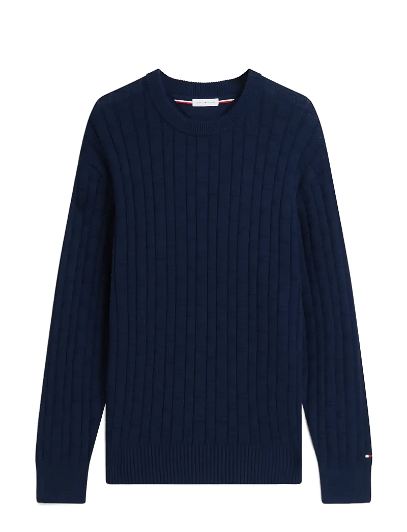 Tommy Hilfiger - MOCK CABLE CREW NECK - rund hals - carbon navy - 0