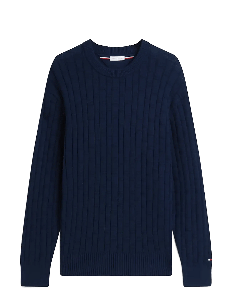 Tommy Hilfiger - MOCK CABLE CREW NECK - round necks - carbon navy - 0