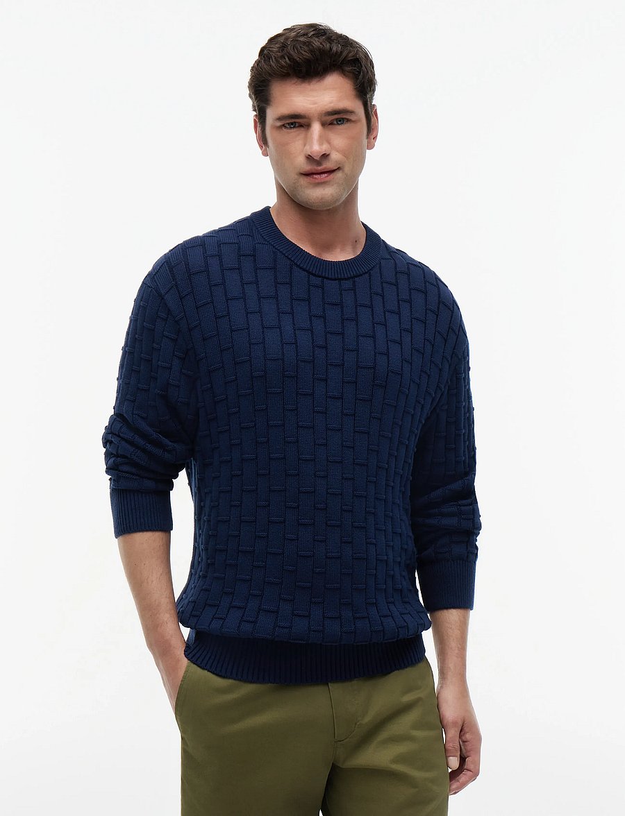 Tommy Hilfiger - MOCK CABLE CREW NECK - rund hals - carbon navy - 0
