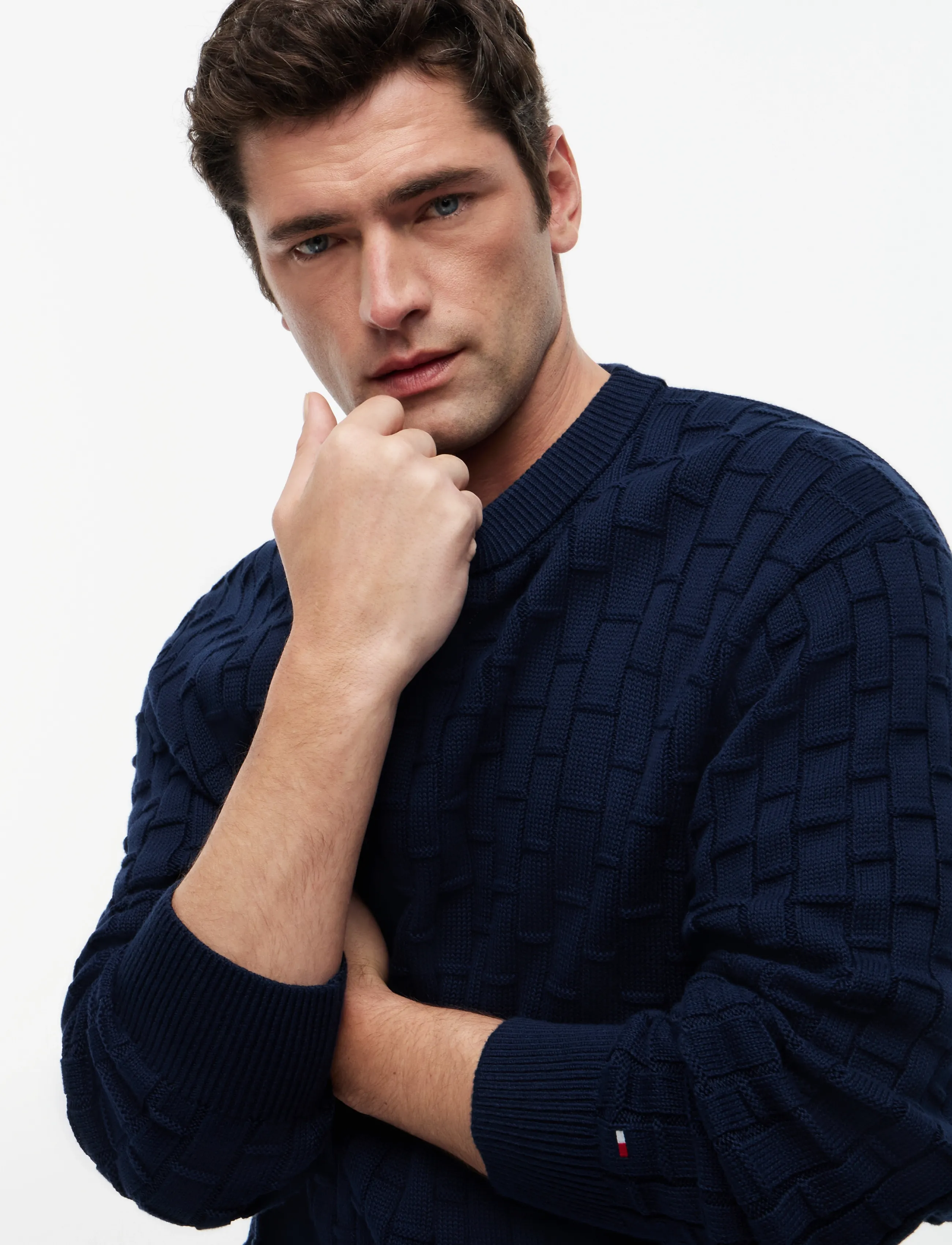 Tommy Hilfiger - MOCK CABLE CREW NECK - rund hals - carbon navy - 3