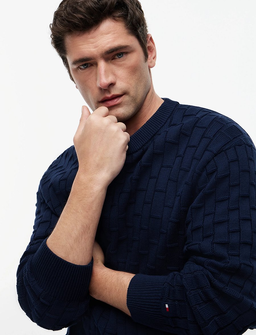 Tommy Hilfiger - MOCK CABLE CREW NECK - rund hals - carbon navy - 3