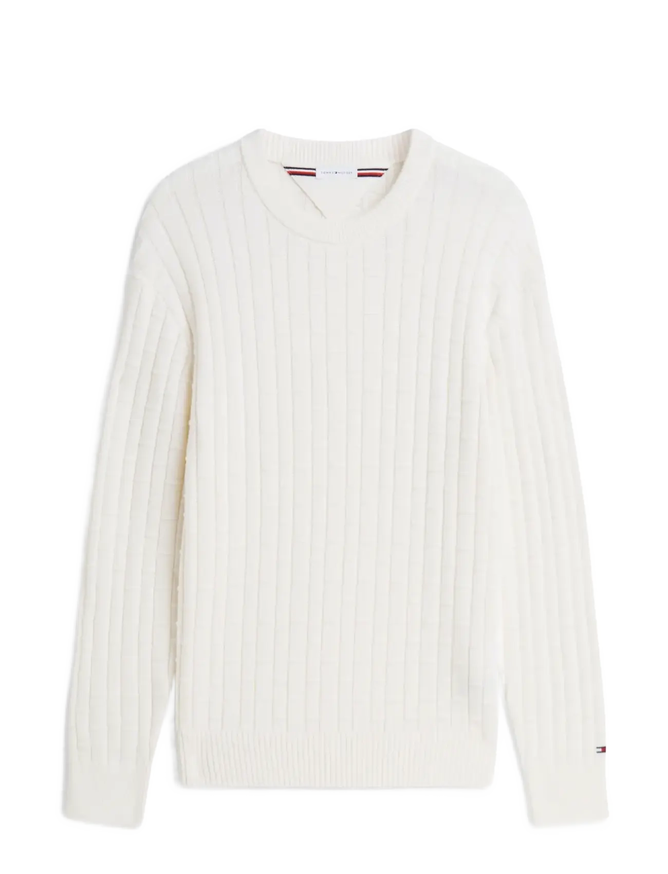 TOMMY HILFIGER Mock Cable Crew Neck Cream - XXL - Herren