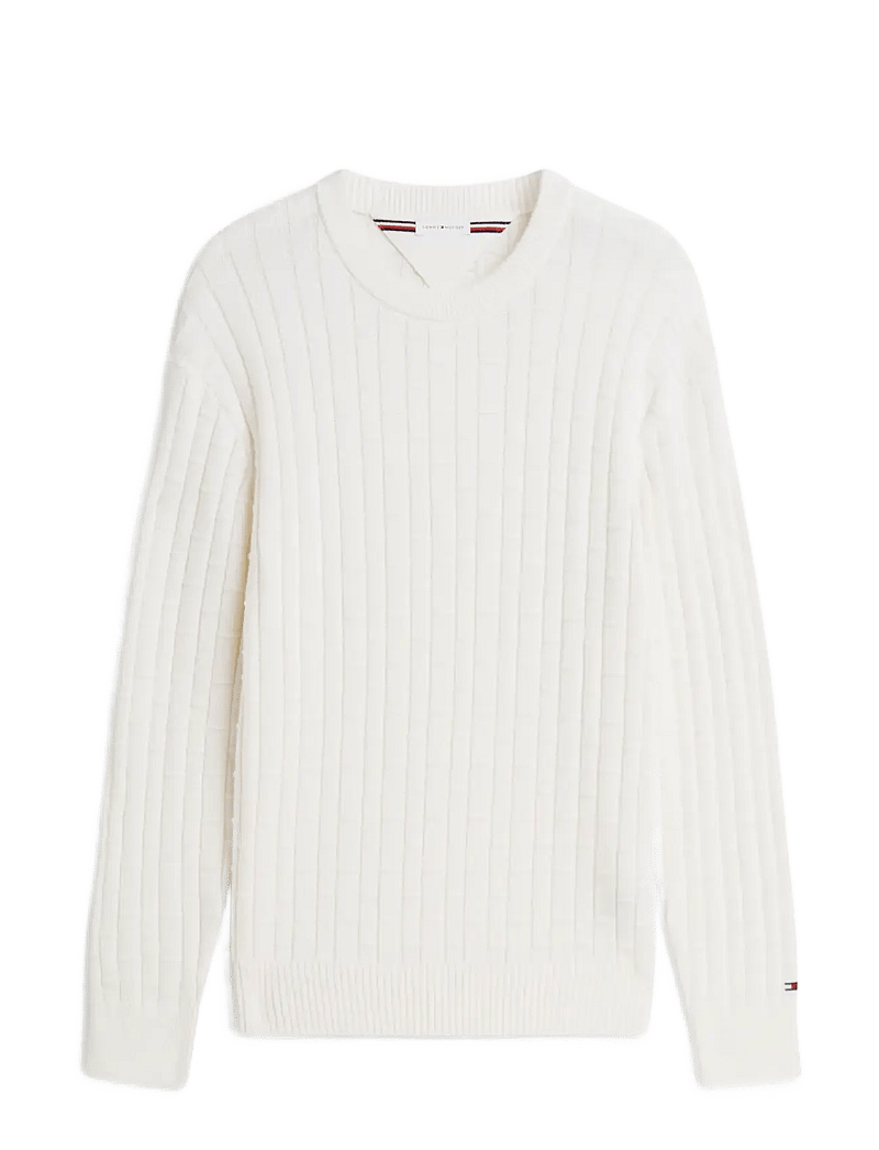 Tommy Hilfiger - MOCK CABLE CREW NECK - rund hals - ivory petal - 0