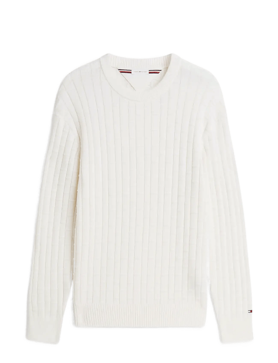 Tommy Hilfiger - MOCK CABLE CREW NECK - round necks - ivory petal - 0