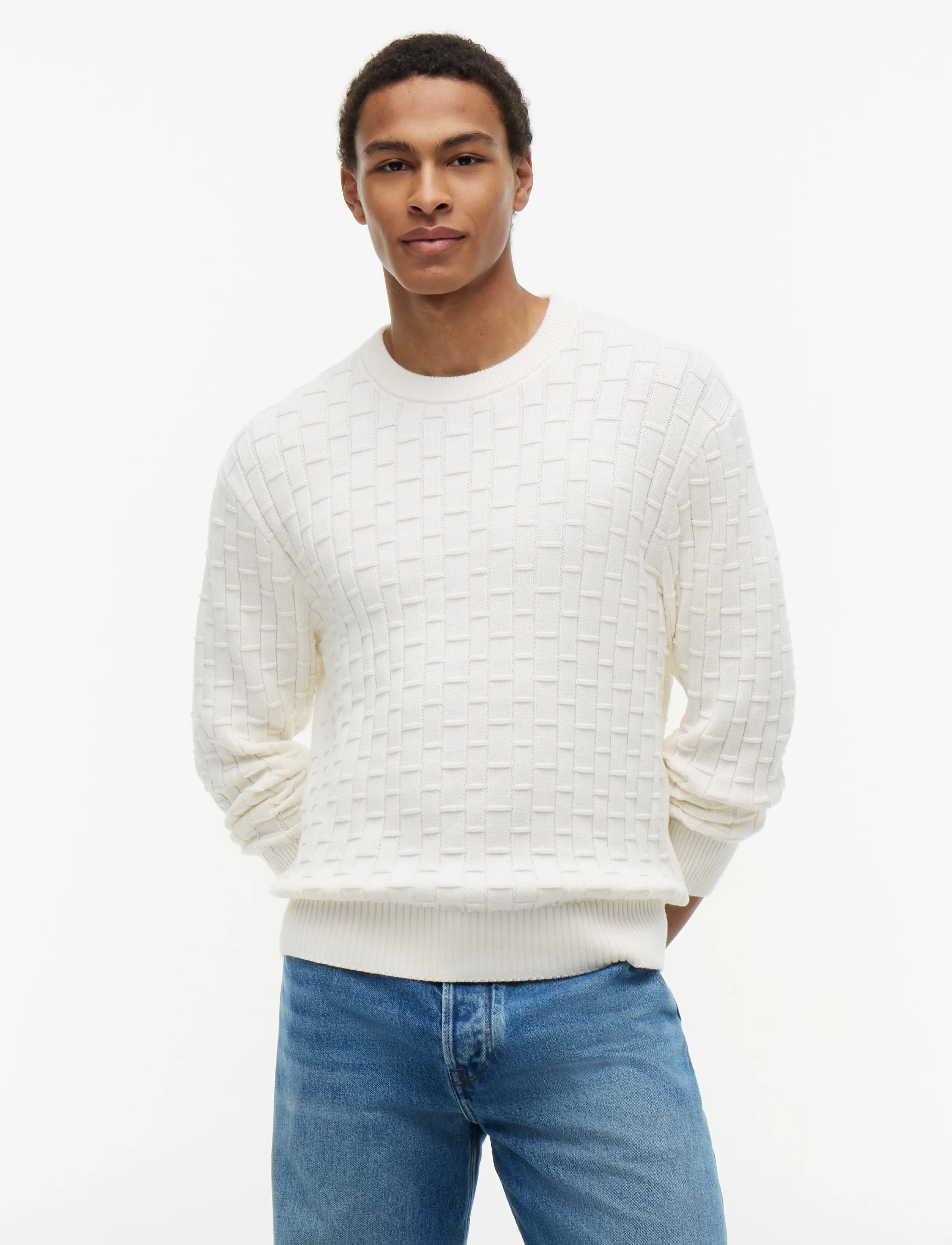 Tommy Hilfiger MOCK CABLE CREW NECK - Kudumid - IVORY PETAL / cream