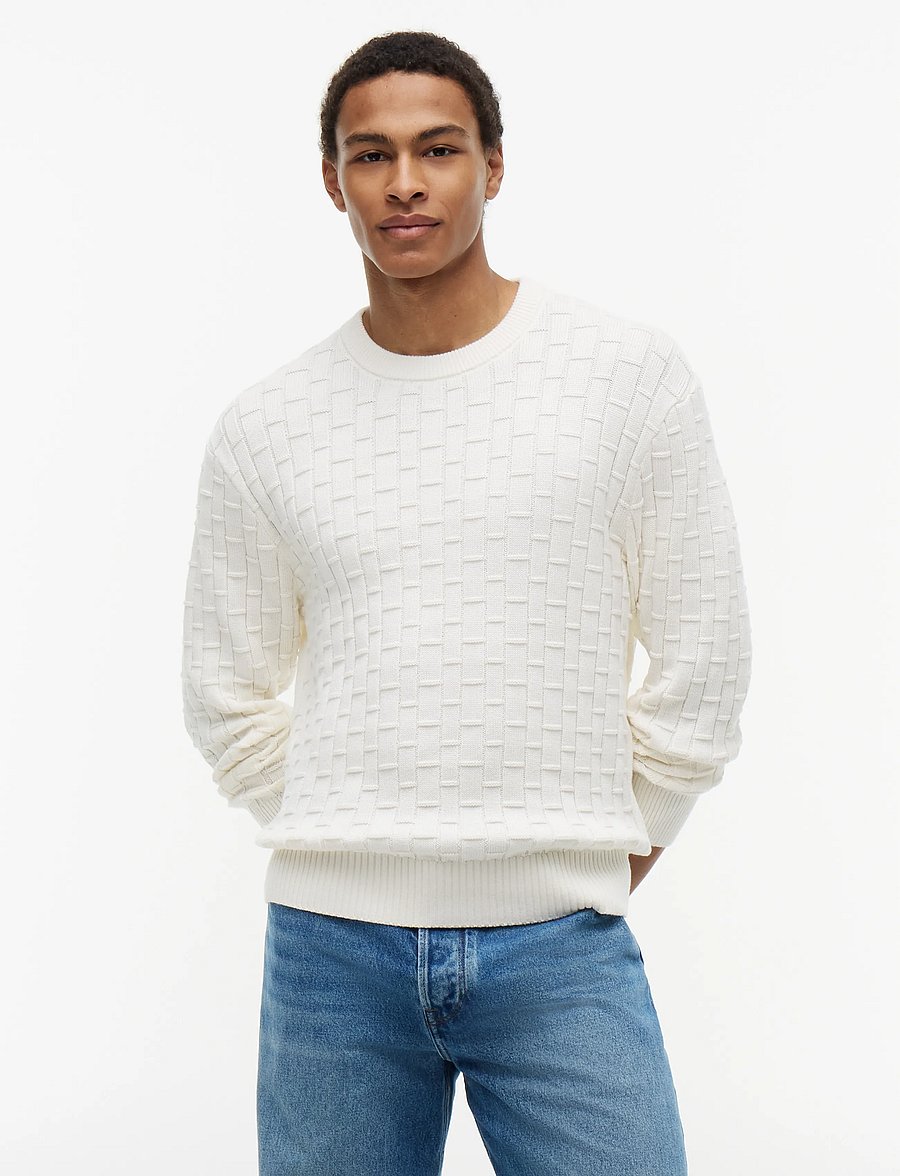 Tommy Hilfiger - MOCK CABLE CREW NECK - pyöreäaukkoiset - ivory petal - 0
