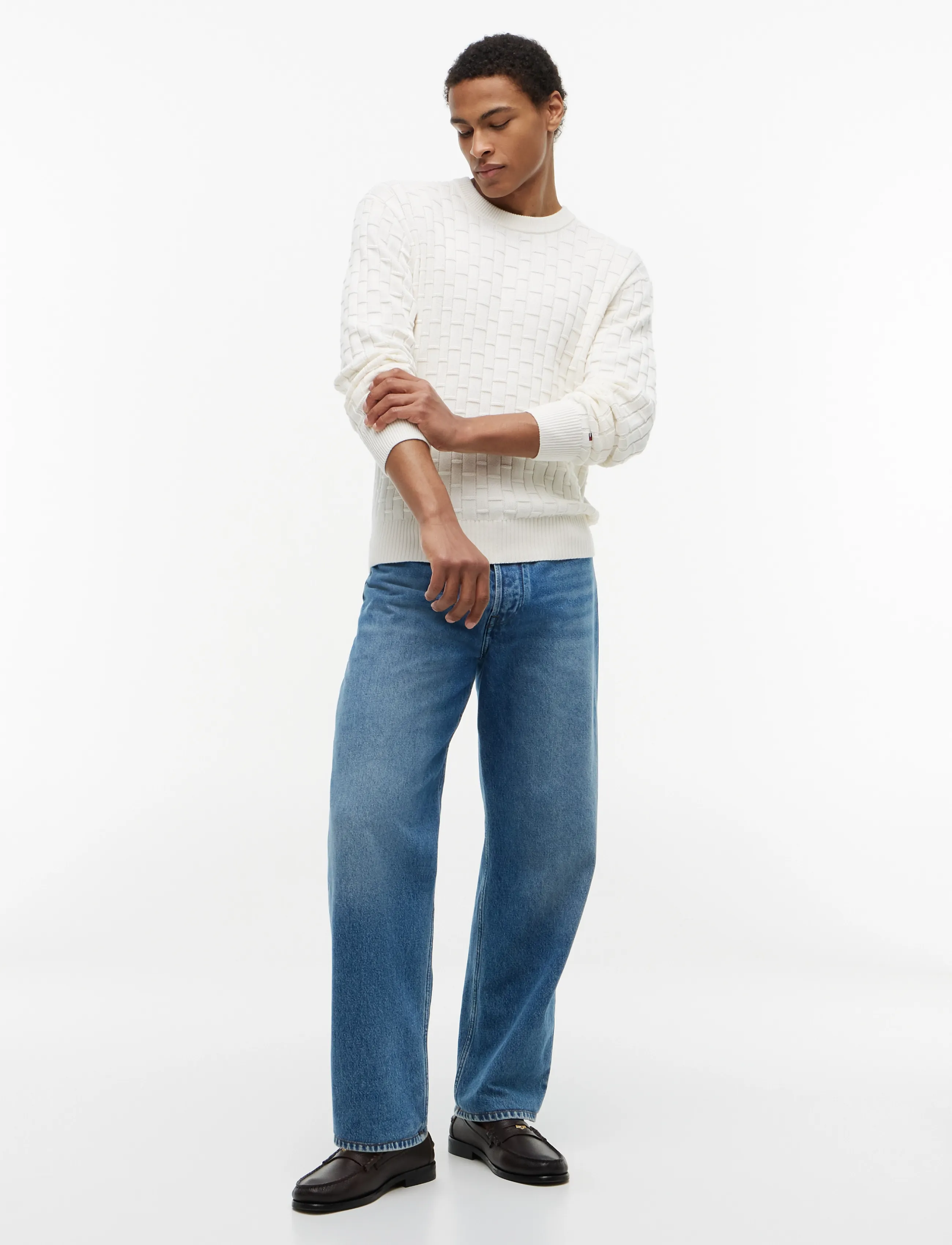 Tommy Hilfiger - MOCK CABLE CREW NECK - pyöreäaukkoiset - ivory petal - 4