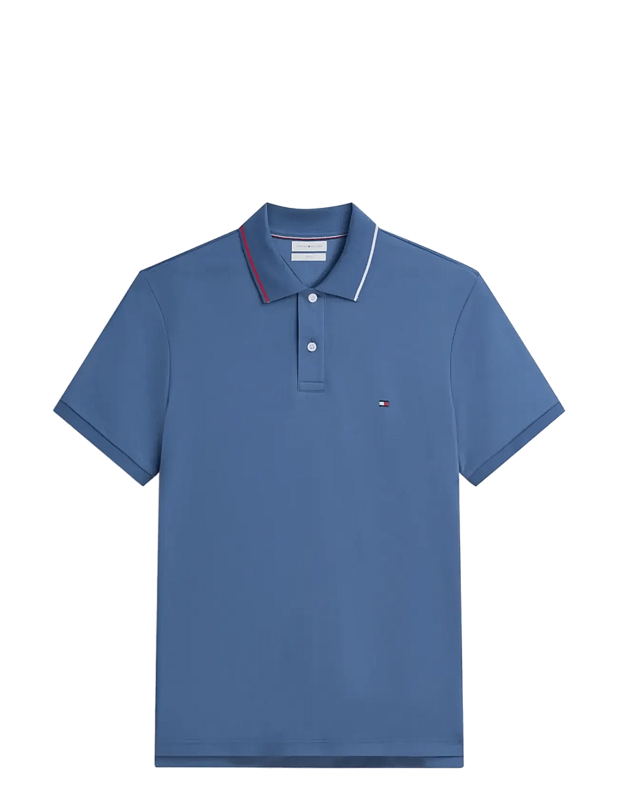 Tommy Hilfiger - LIQUID COTTON TIPPED SLIM - kortärmade pikéer - aegean sea - 1