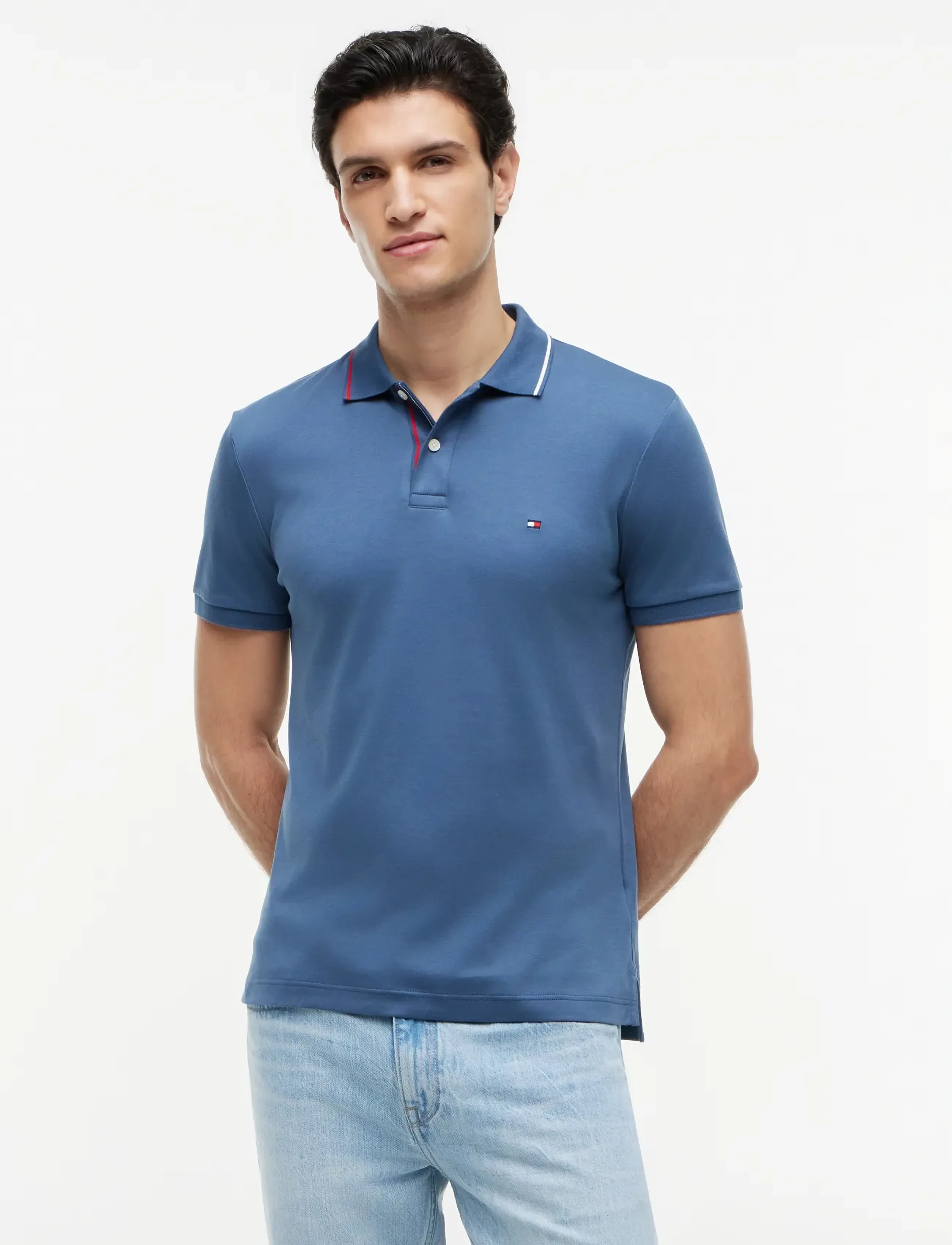 Tommy Hilfiger LIQUID COTTON TIPPED SLIM - Tommy Hilfiger - AEGEAN SEA / blue