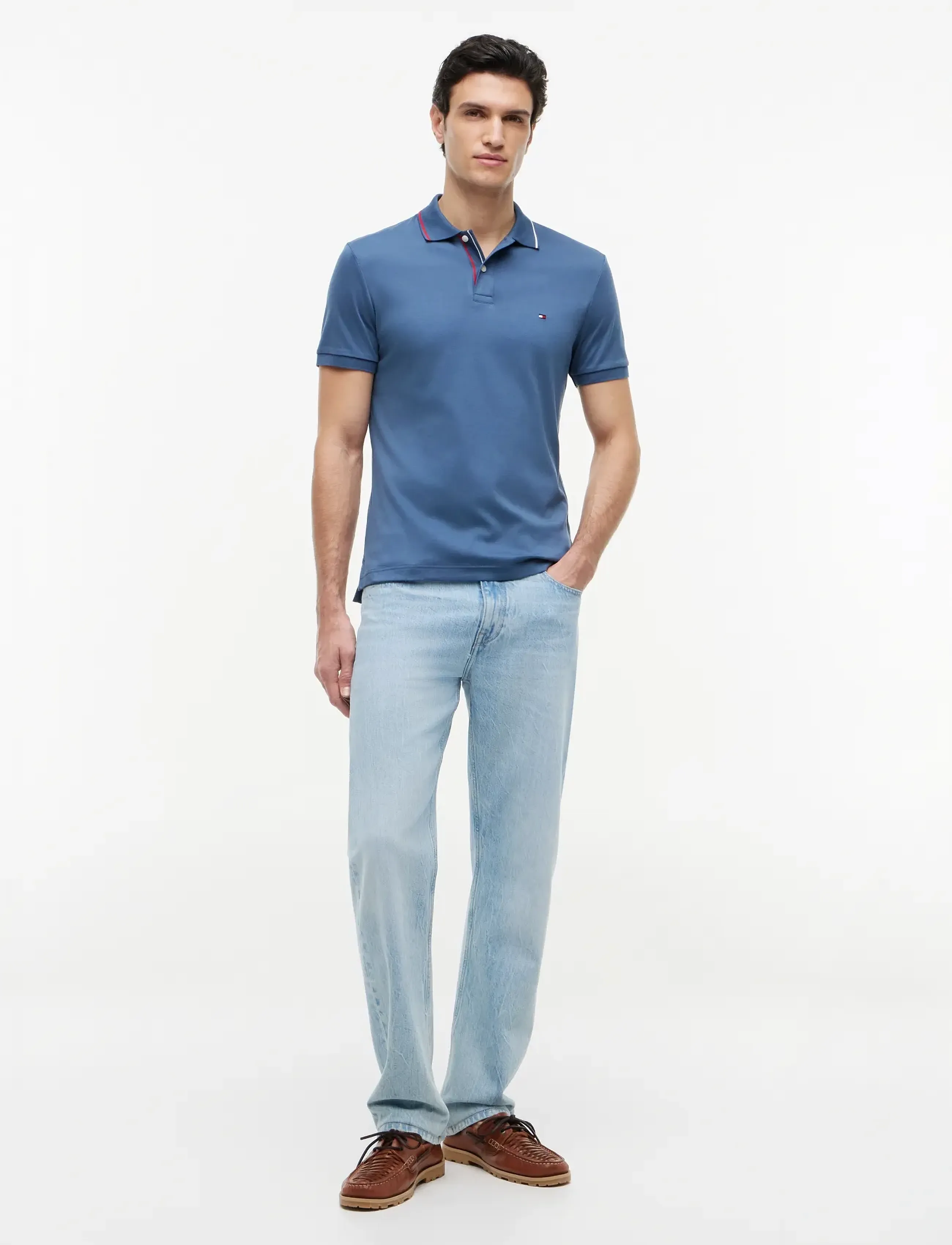 Tommy Hilfiger - LIQUID COTTON TIPPED SLIM - kortärmade pikéer - aegean sea - 4