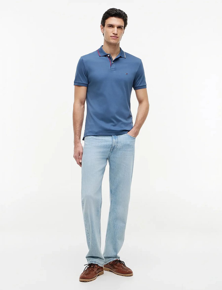 Tommy Hilfiger - LIQUID COTTON TIPPED SLIM - kortärmade pikéer - aegean sea - 4