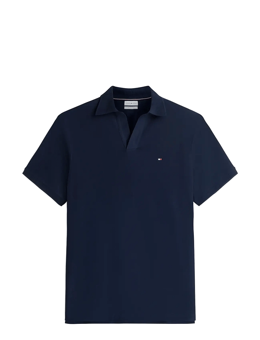 Tommy Hilfiger - V NECK CREPE CLASSIC POLO - kurzärmelig - carbon navy - 1