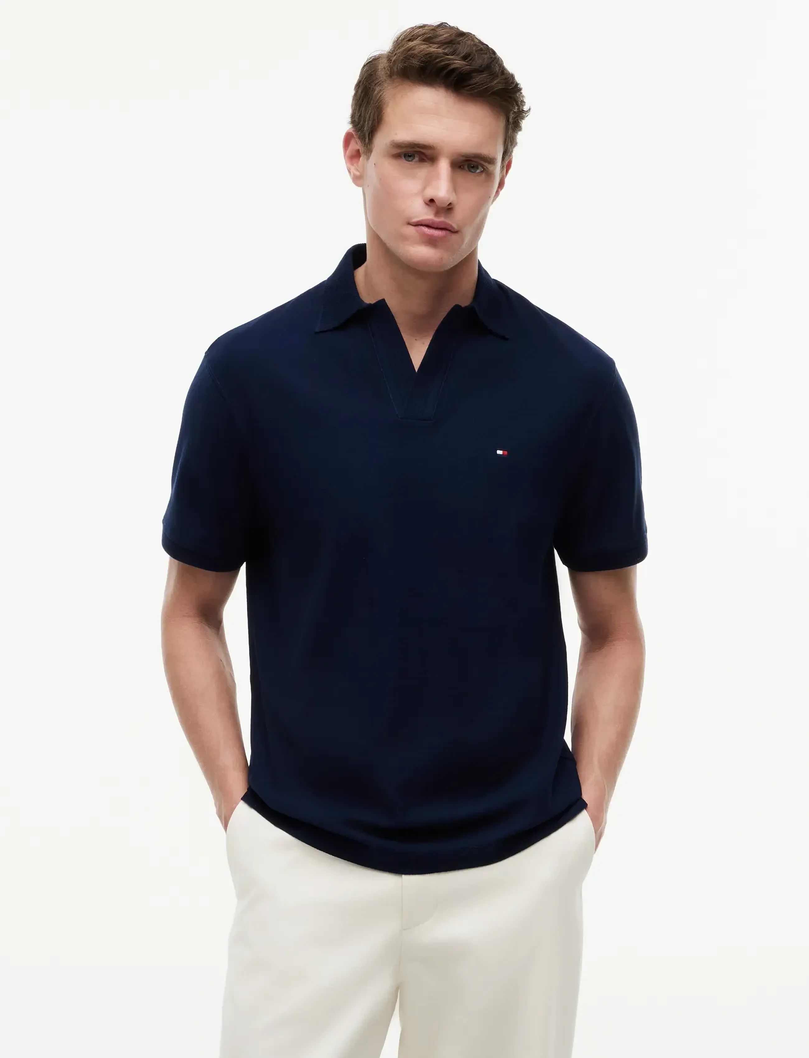 V Neck Crepe Classic Polo