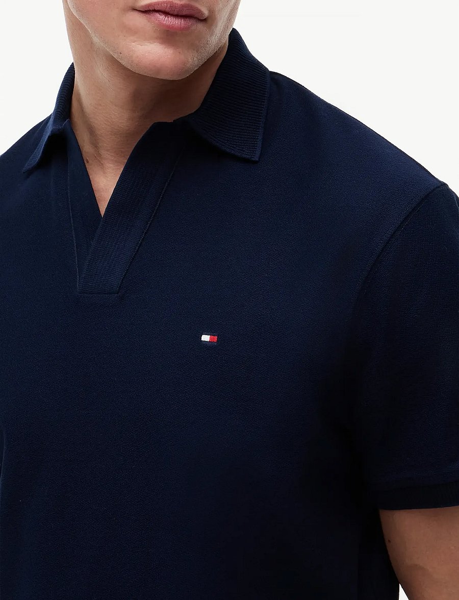 Tommy Hilfiger - V NECK CREPE CLASSIC POLO - kurzärmelig - carbon navy - 3