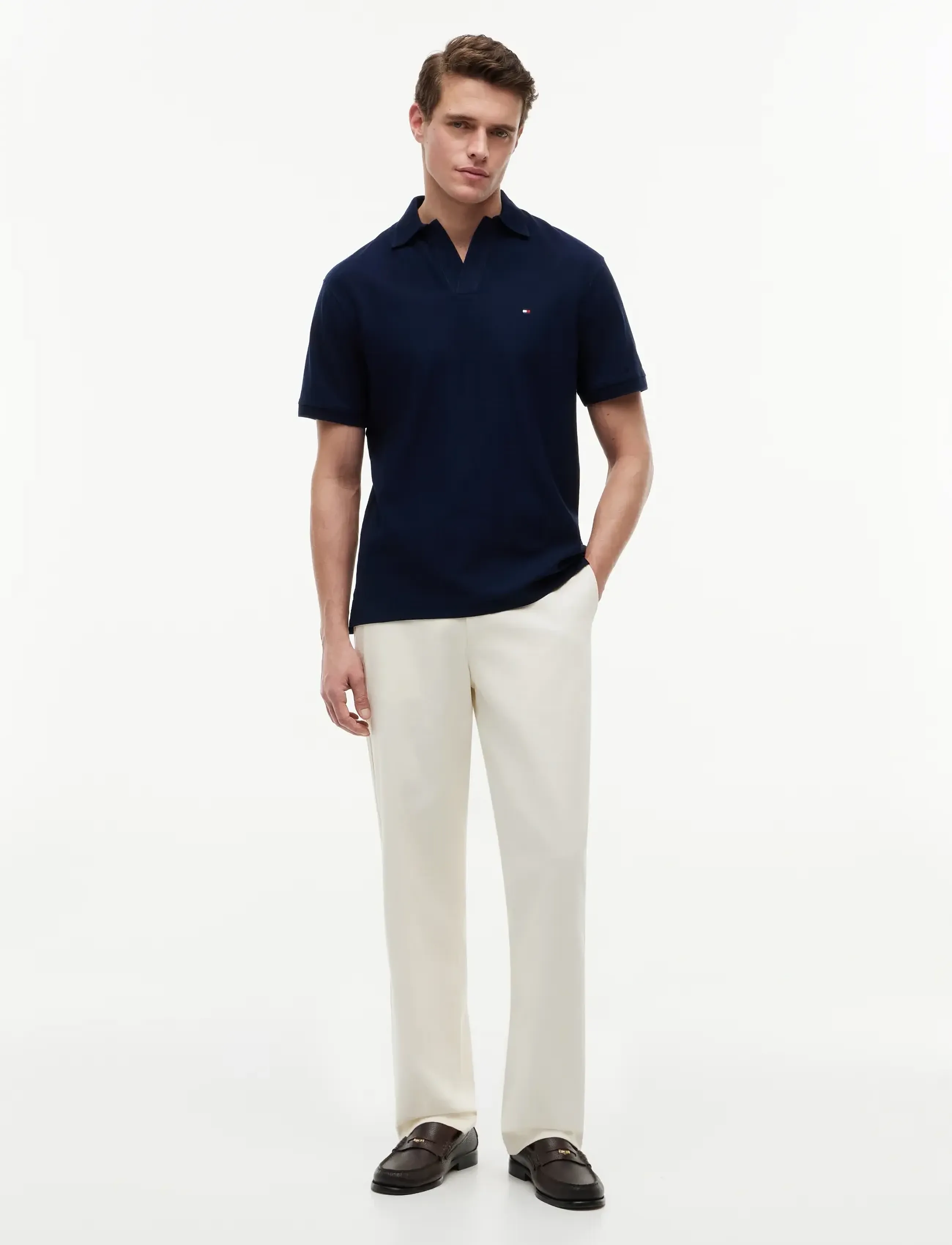 V Neck Crepe Classic Polo 4