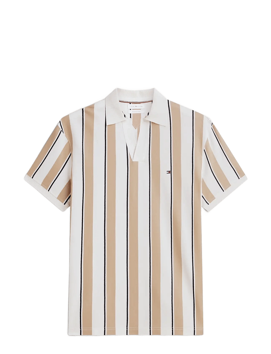 Tommy Hilfiger - V NECK CREPE CLASSIC POLO - kurzärmelig - ivory petal beige - 1