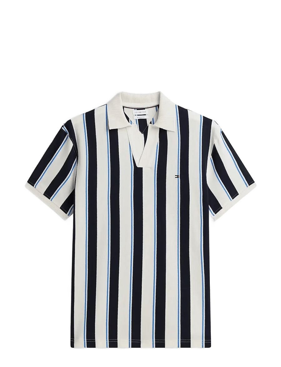 Tommy Hilfiger - V NECK CREPE CLASSIC POLO - kortærmede poloer - ivory petal desert sky - 1