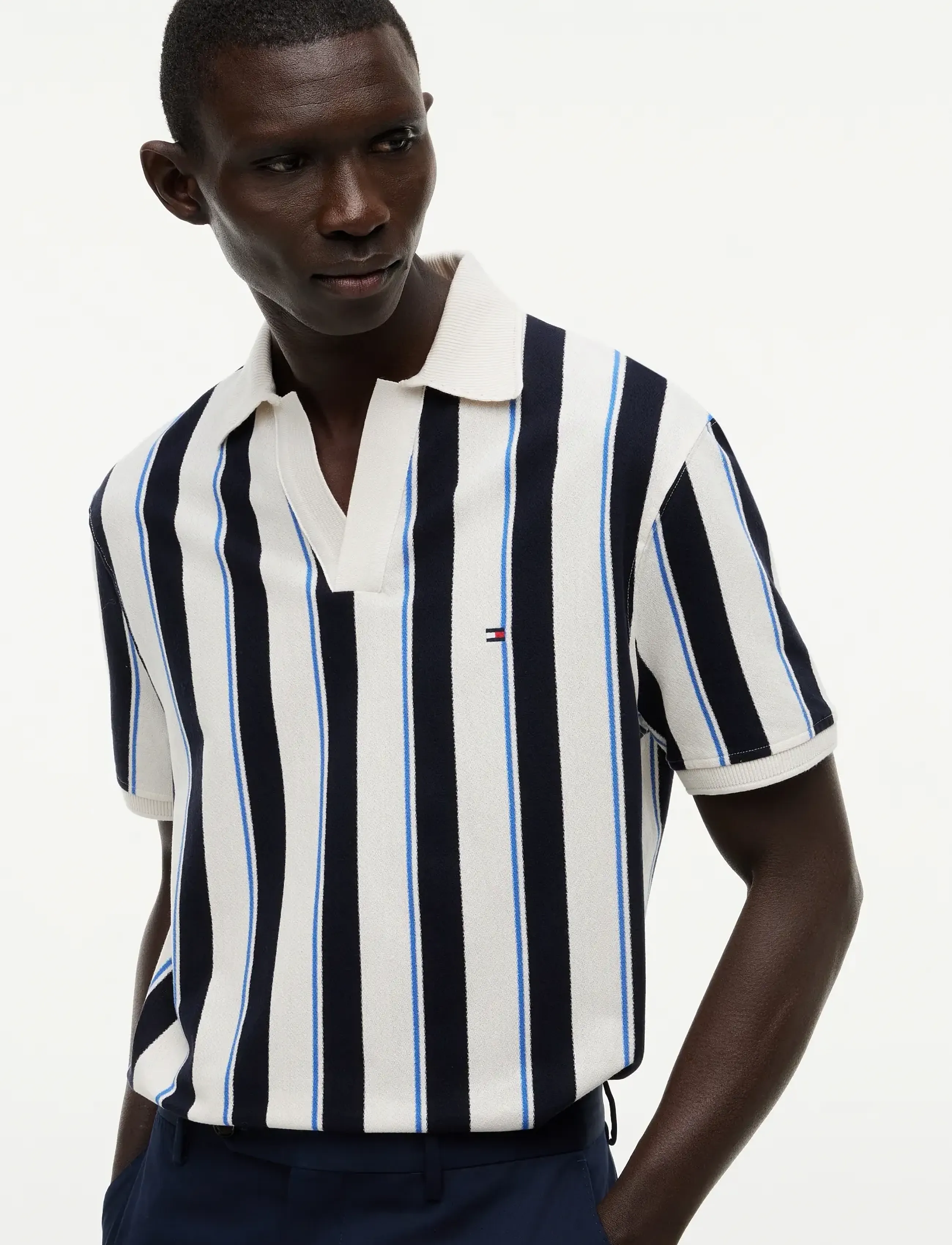 Tommy Hilfiger - V NECK CREPE CLASSIC POLO - kortærmede poloer - ivory petal   desert sky - 3