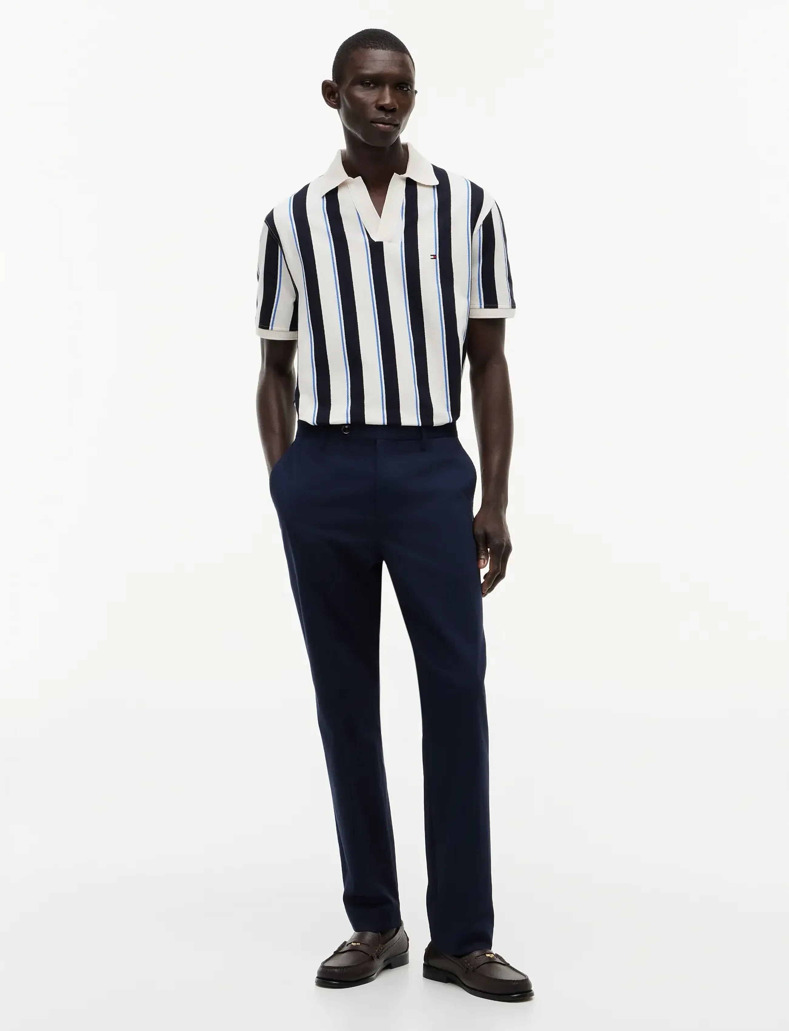 Tommy Hilfiger - V NECK CREPE CLASSIC POLO - kortærmede poloer - ivory petal   desert sky - 4